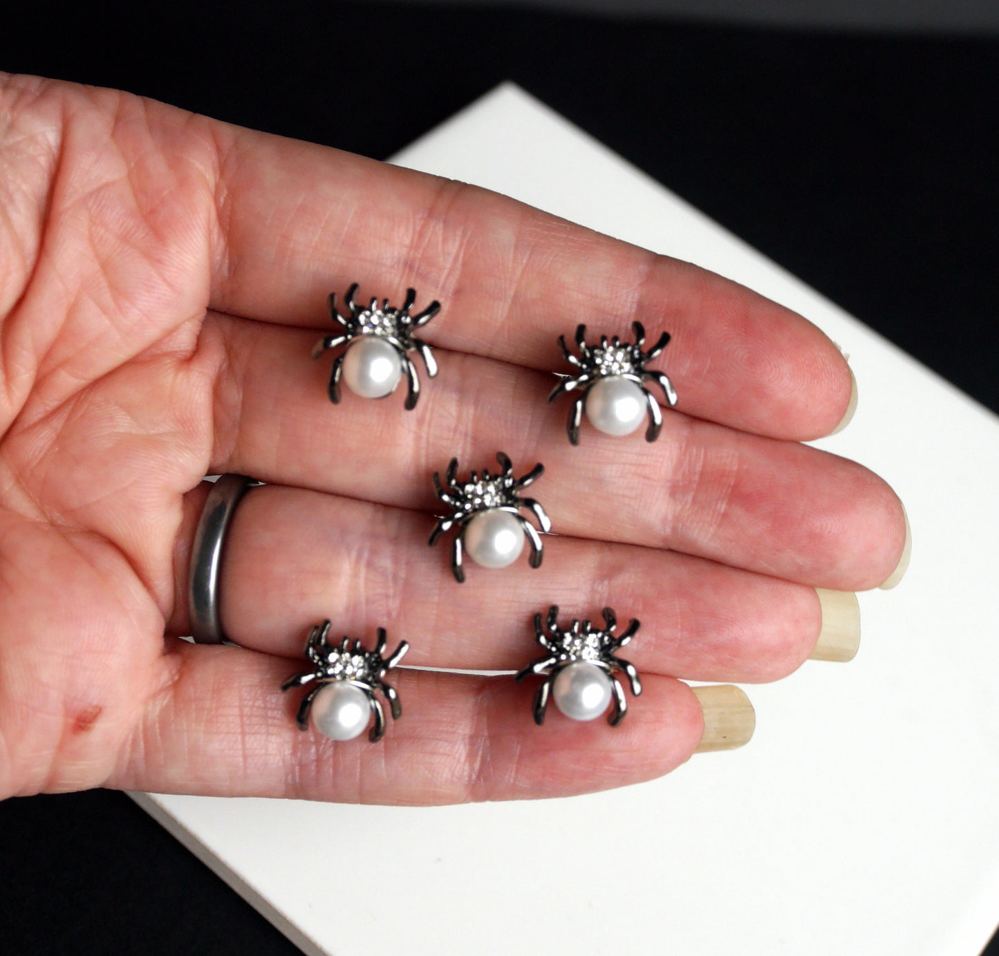 Beautiful Mini Silver Spider Hair Grips, Spider and Web Ballet Hair Pins, perfect for dancers, or even to add a touch of gothic glam to wedding or prom hair.