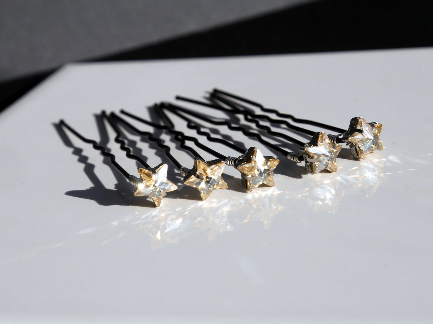 Mini Gold White Purple Star Shaped Hair Pins (Set of 5)