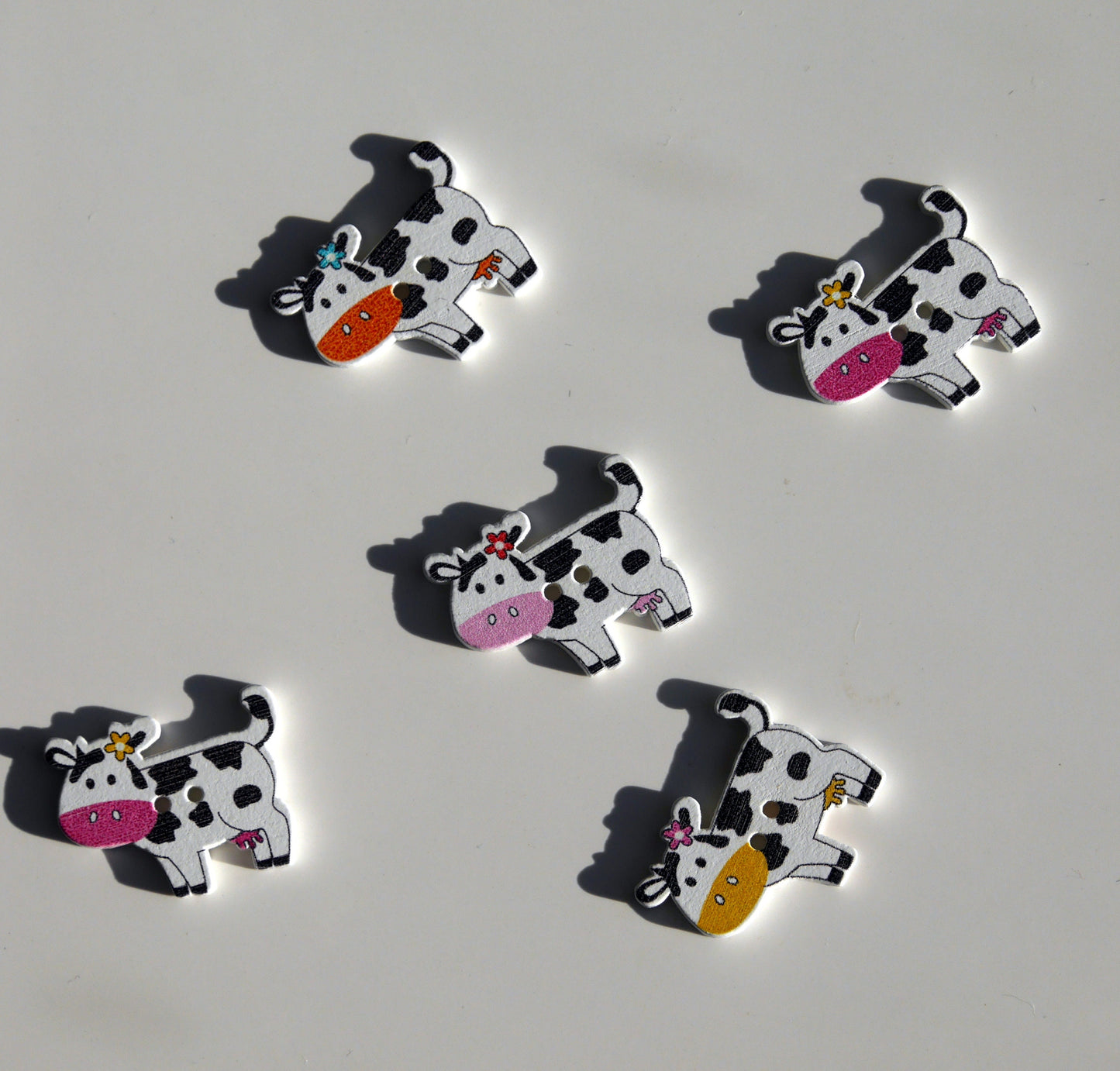 Cow Shaped Wooden Fridge Mini Magnets - (Set of 5 Magnets)