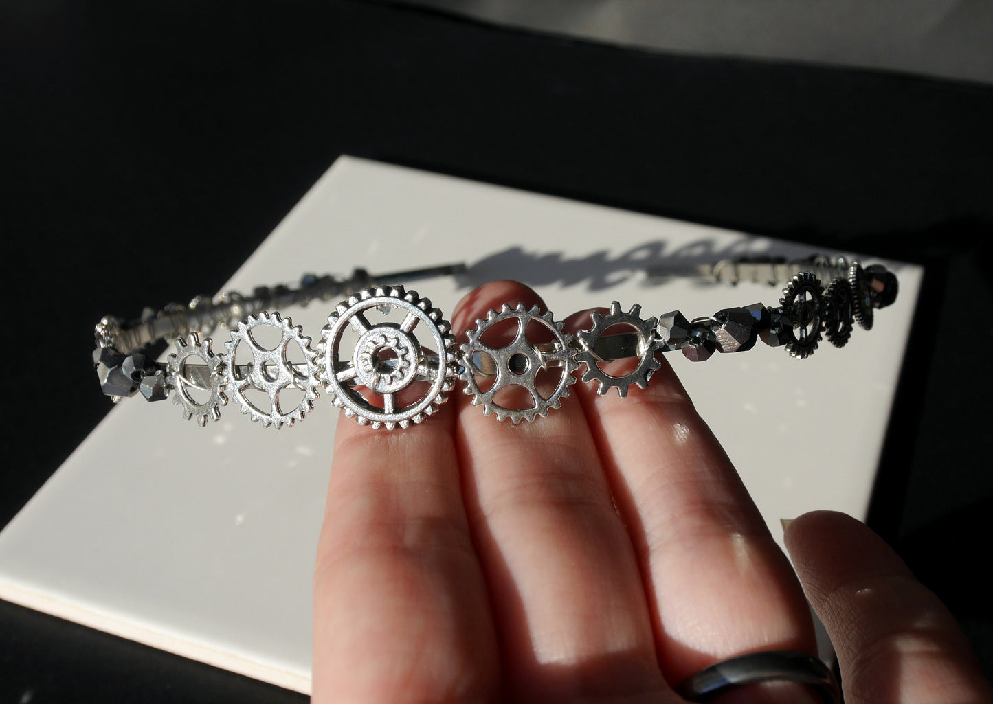 Silver Tone Steampunk Industrial Theme Cog and Gear Tiara Hair Accessory