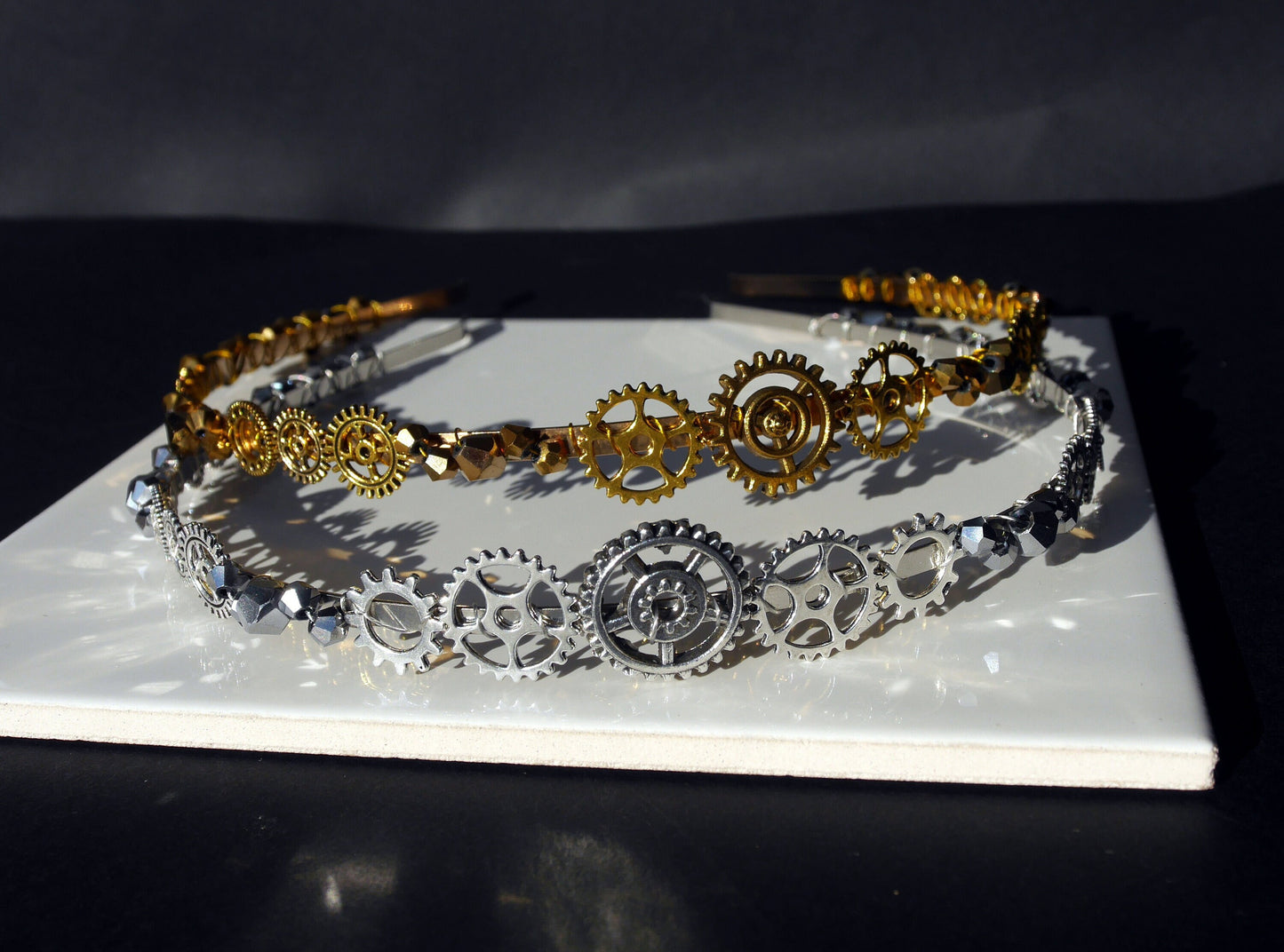 Silver Tone Steampunk Industrial Theme Cog and Gear Tiara Hair Accessory