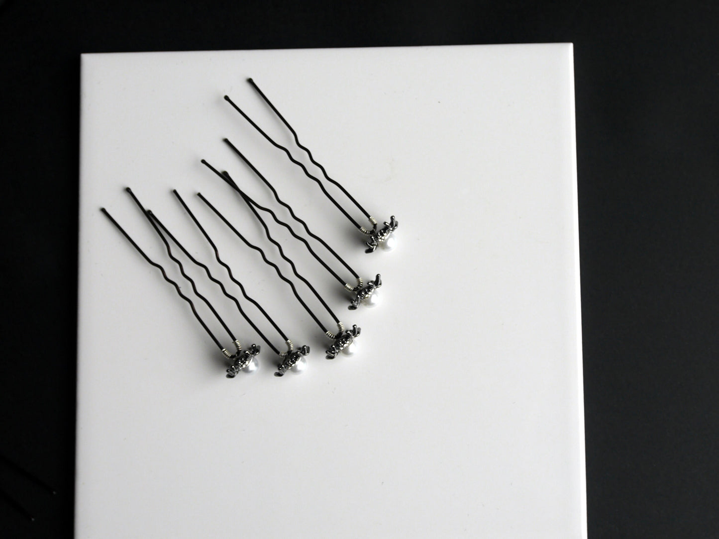 Mini Silver Spider and Web Shaped Rhinestone Hair Pins (Set of 5)