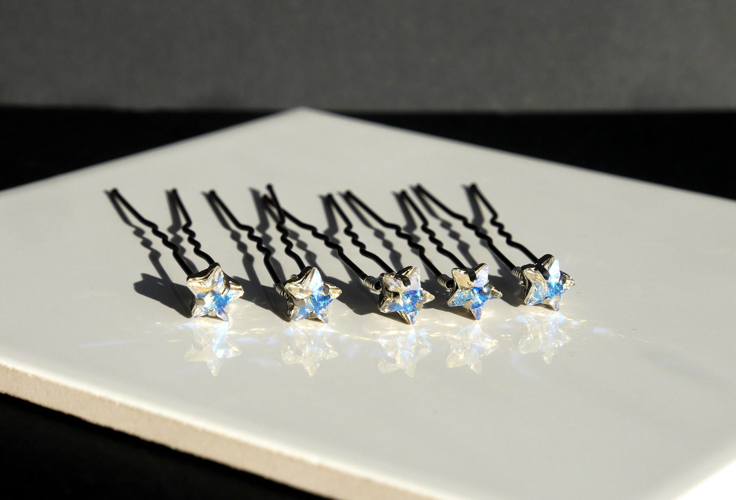 Mini Gold White Purple Star Shaped Hair Pins (Set of 5)