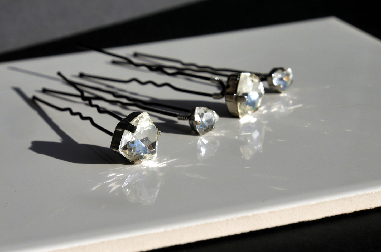 Clear Reuleaux Diamante Triangle Hair Pins, Circular Triangle Hair Grips, Reuleaux Triangle Ballet Hair Pins, Reuleaux Hair Jewellery