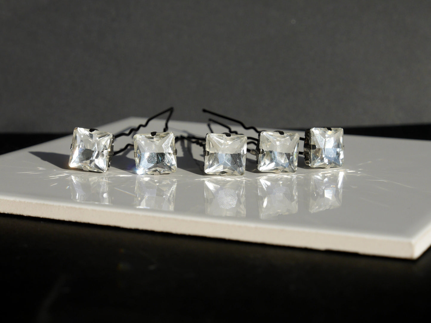 Beautiful Square Diamante Hair Grips, Square Ballet Hair Pins, perfect for dancers, bridesmaids, flower girls or even brides to add a touch of glam to hair.