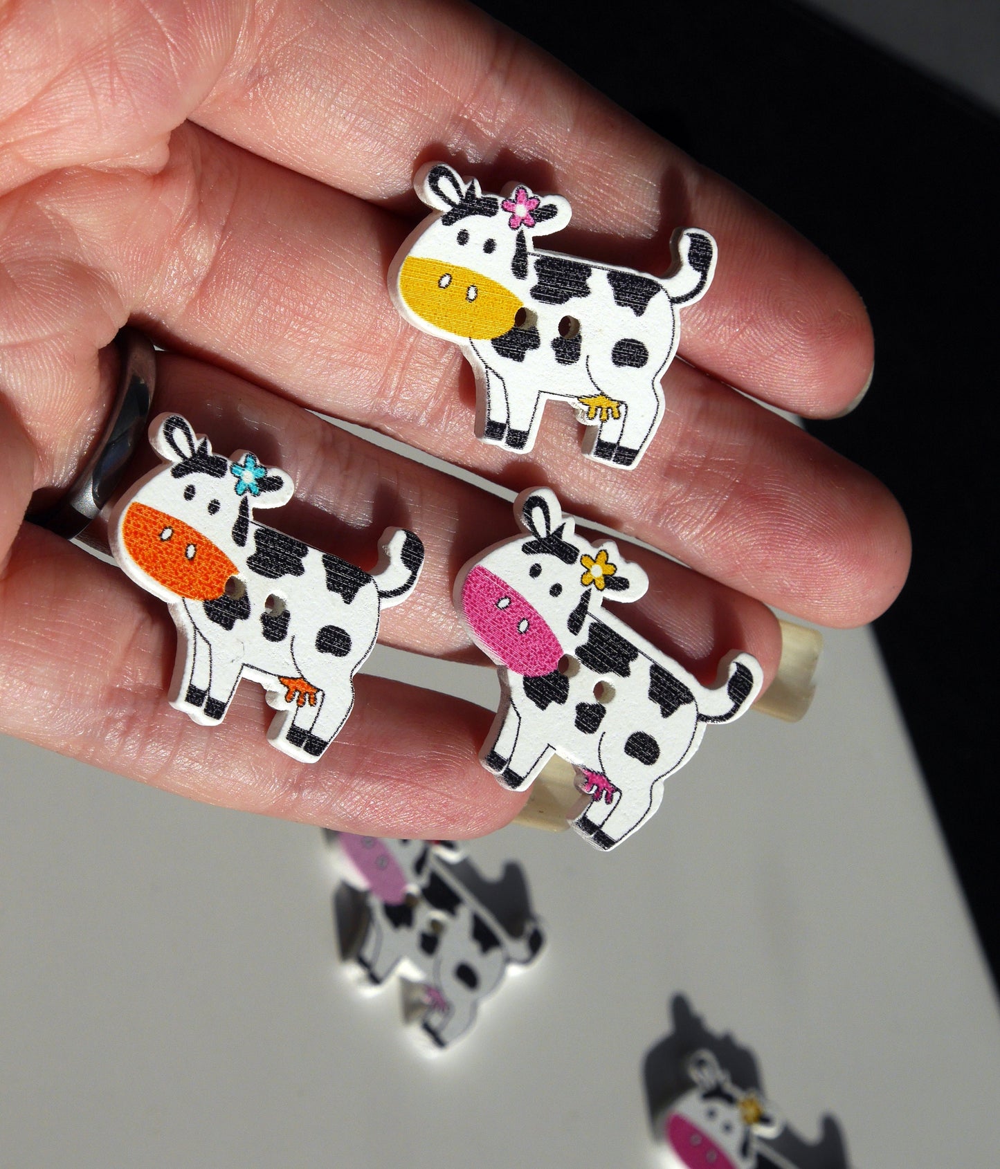 Cow Shaped Wooden Fridge Mini Magnets - (Set of 5 Magnets)