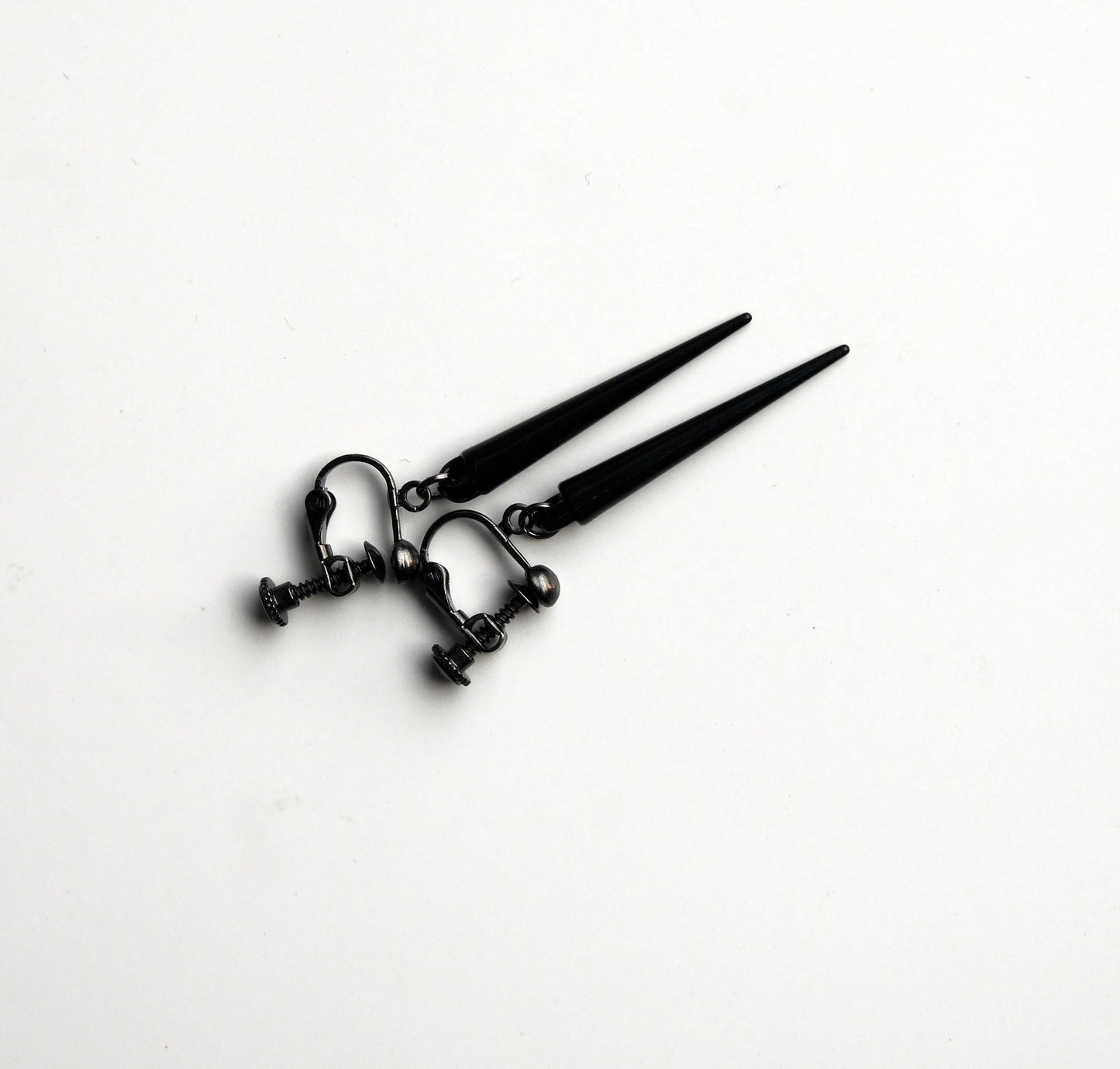 Ladies Teens Clip on Black or Silver Spike Earrings