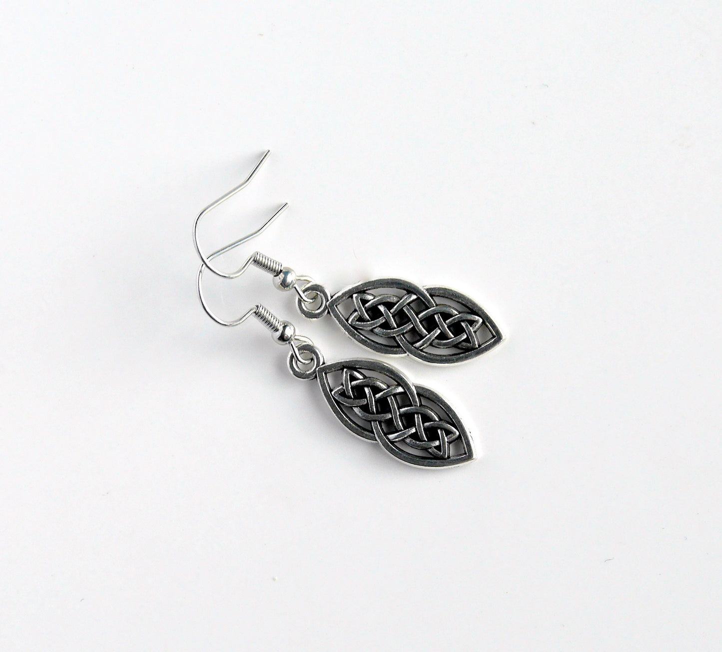 Small Silver Celtic Knot Style Filigree Earrings (Ear Stud, Hook and Clip On)