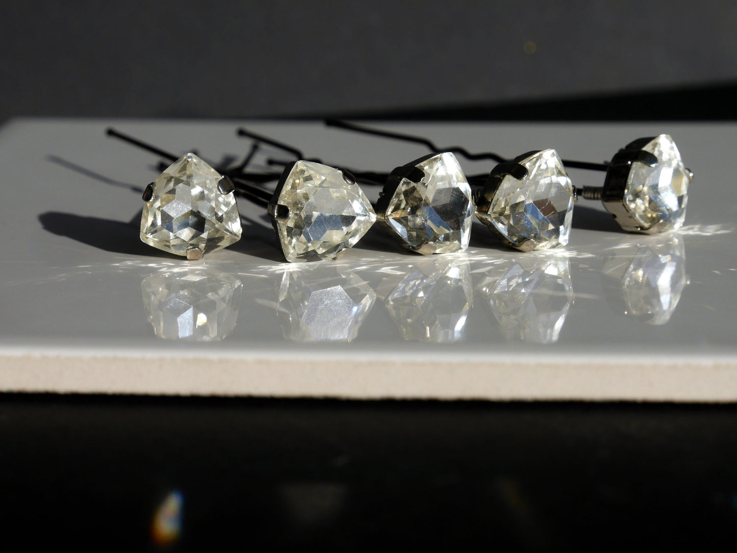 Clear Reuleaux Diamante Triangle Hair Pins, Circular Triangle Hair Grips, Reuleaux Triangle Ballet Hair Pins, Reuleaux Hair Jewellery