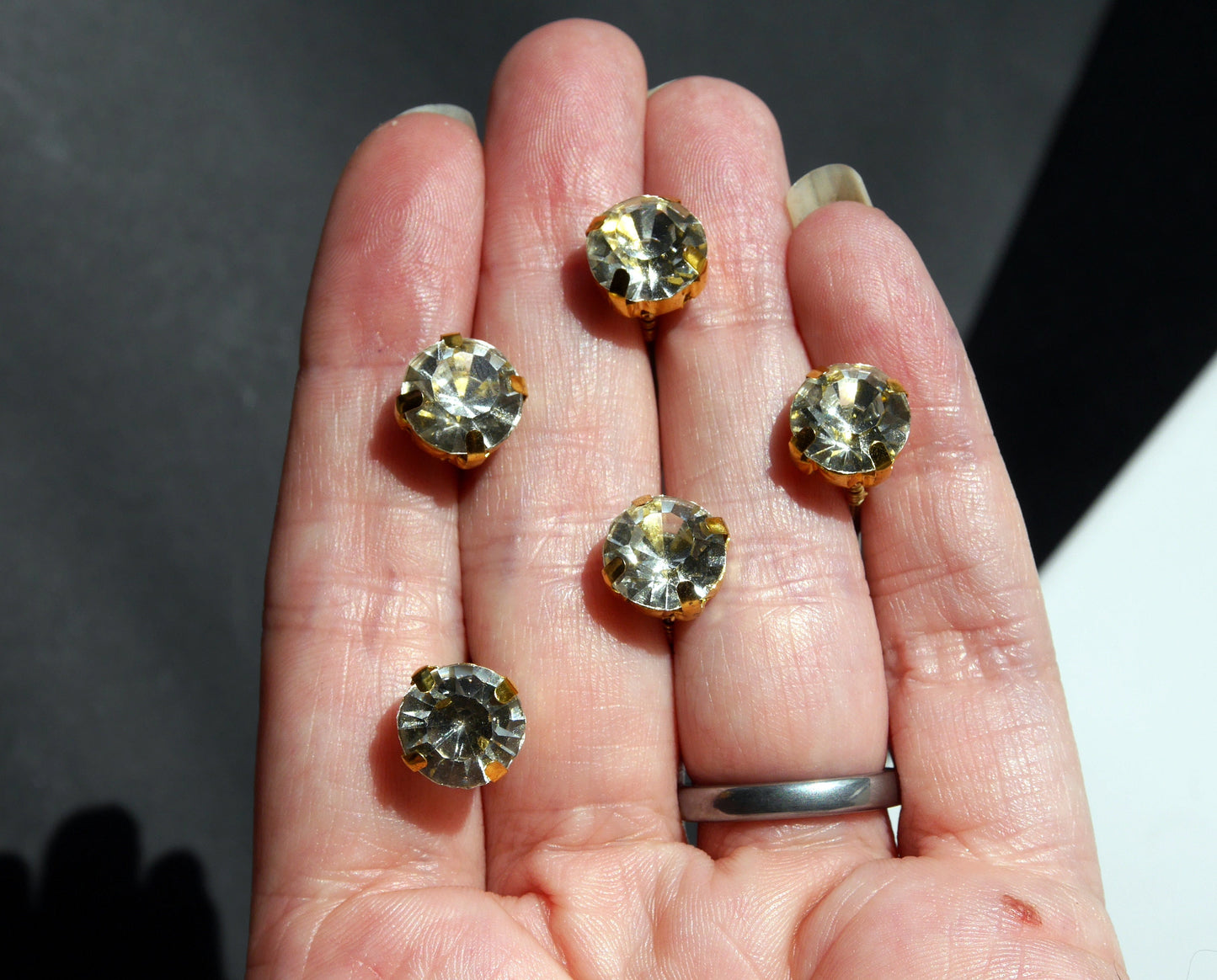 Clear Diamante Gold Hair Pins (Set of 5)