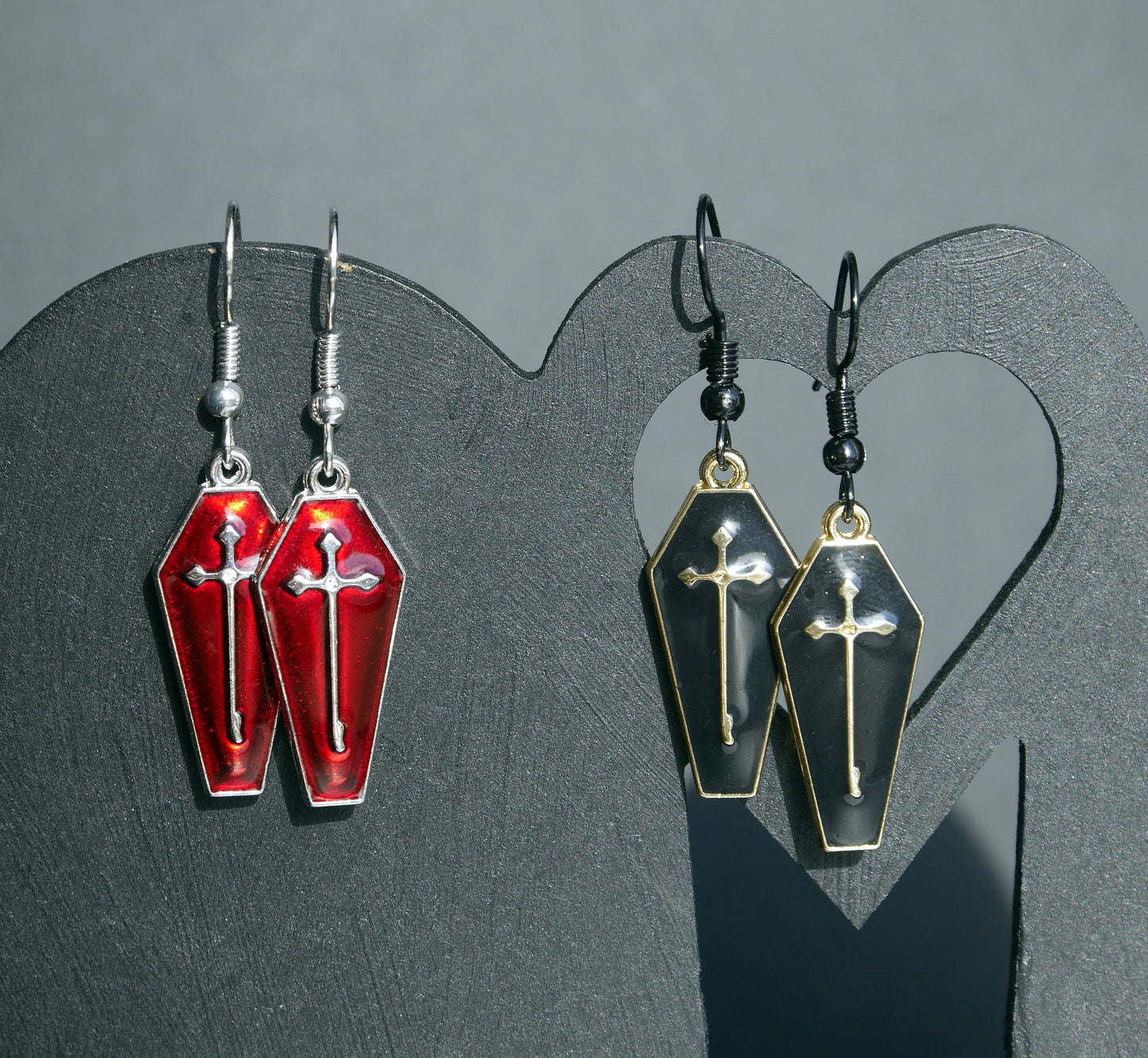 Gothic Coffin Shaped Earrings (Ear Hook)