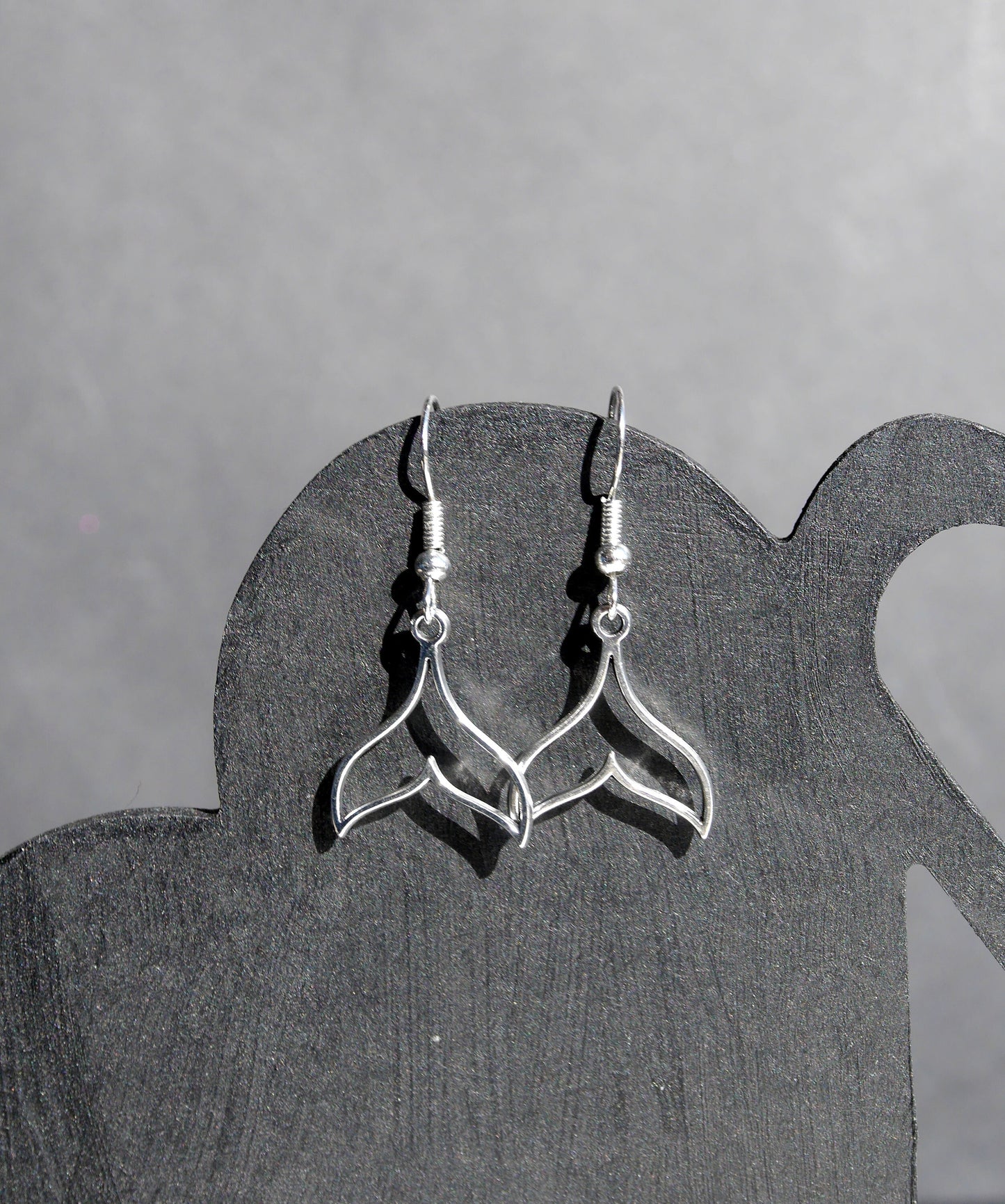 Fish Tail Shaped Hanging Earrings (Ear Hook, Stud or Clip On)