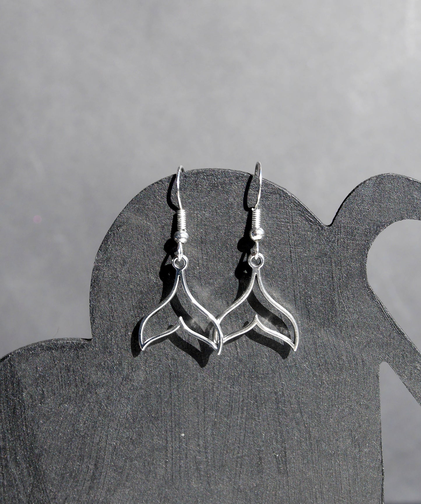 Fish Tail Shaped Hanging Earrings (Ear Hook, Stud or Clip On)