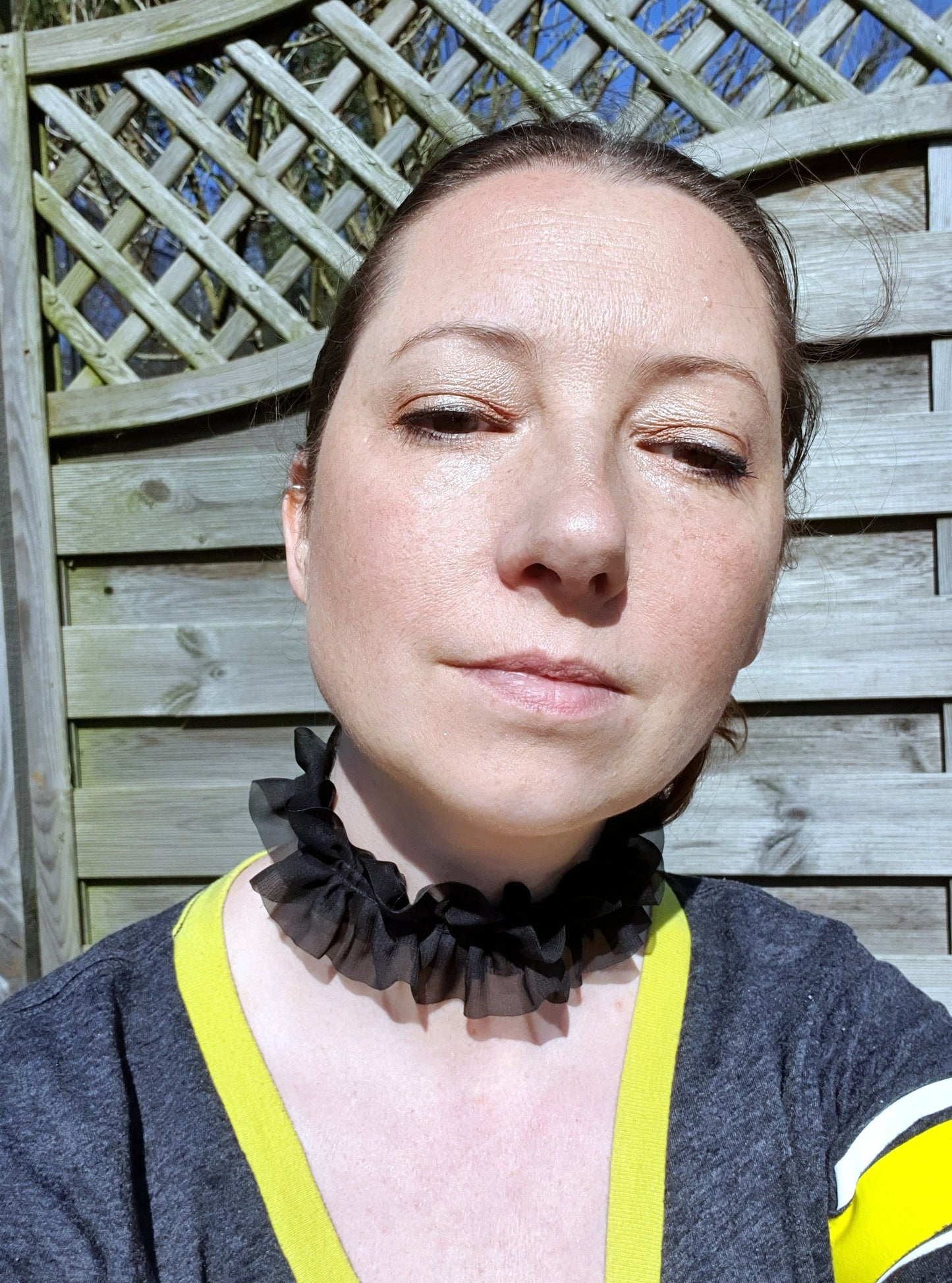 Black Ruffle Lace Style Choker (Non Elasticated)