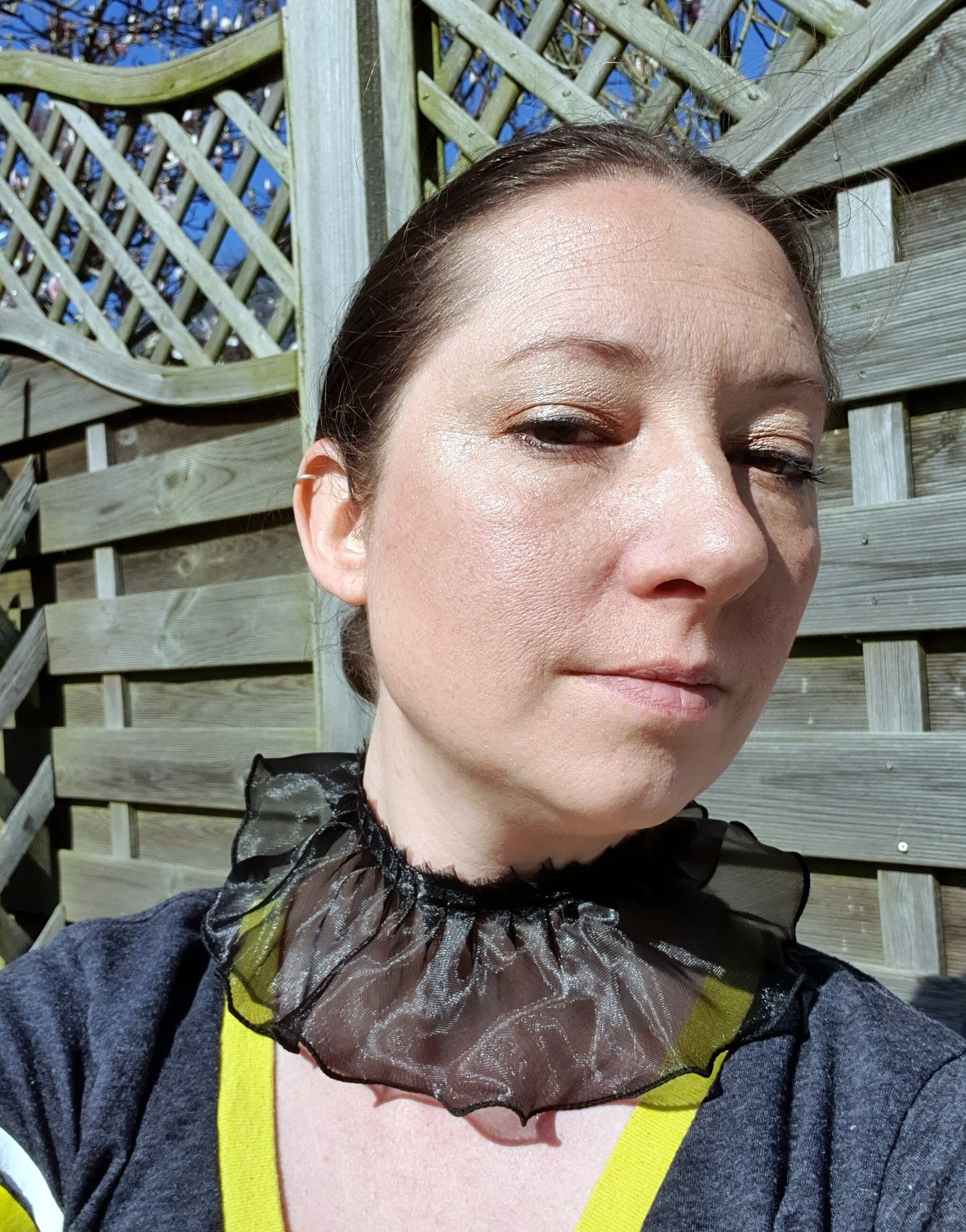 Flamboyant Black Ruffle Organza Lace Choker (Non Elasticated)