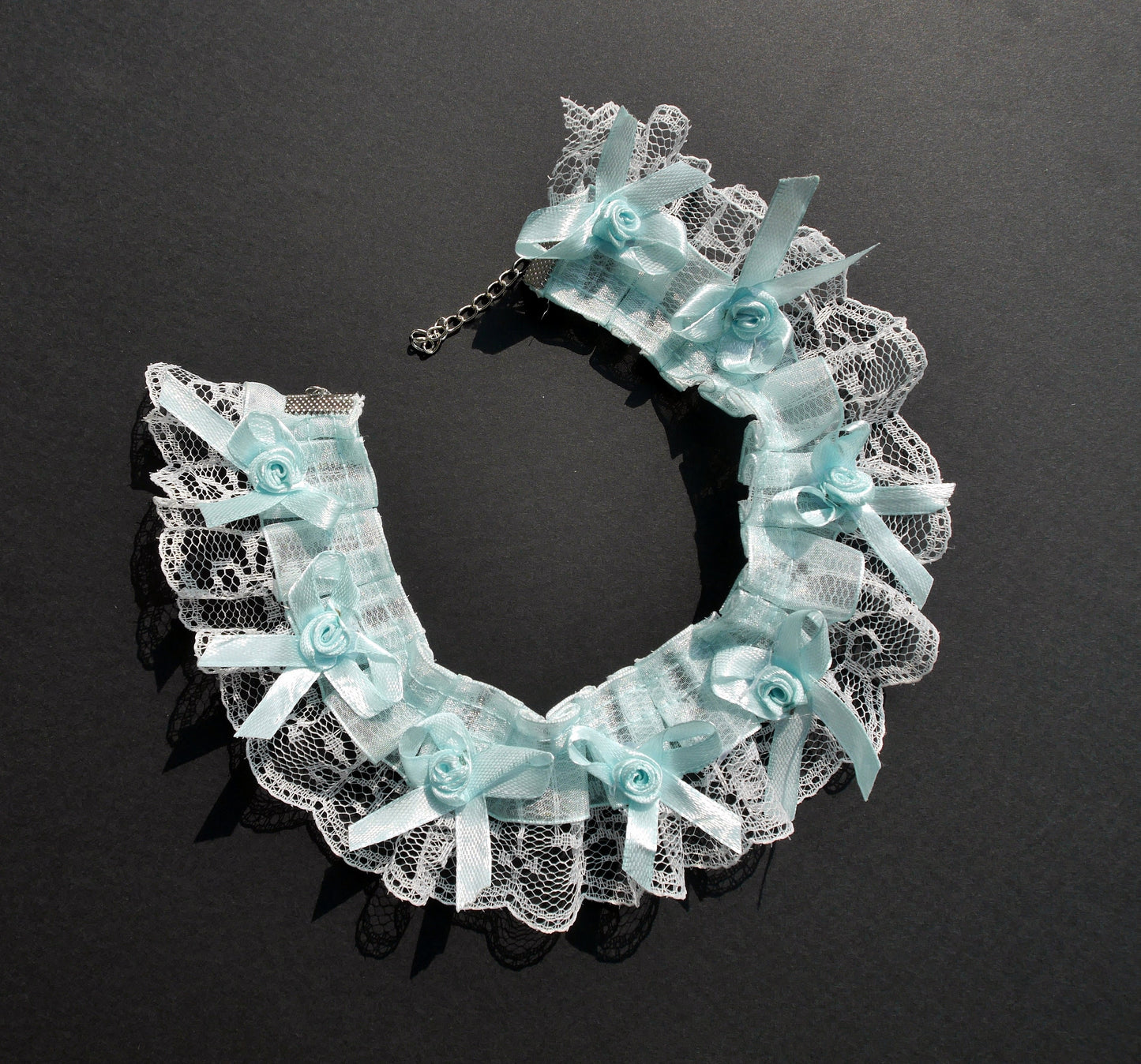 Baby Blue and White Ruffle Lace Choker