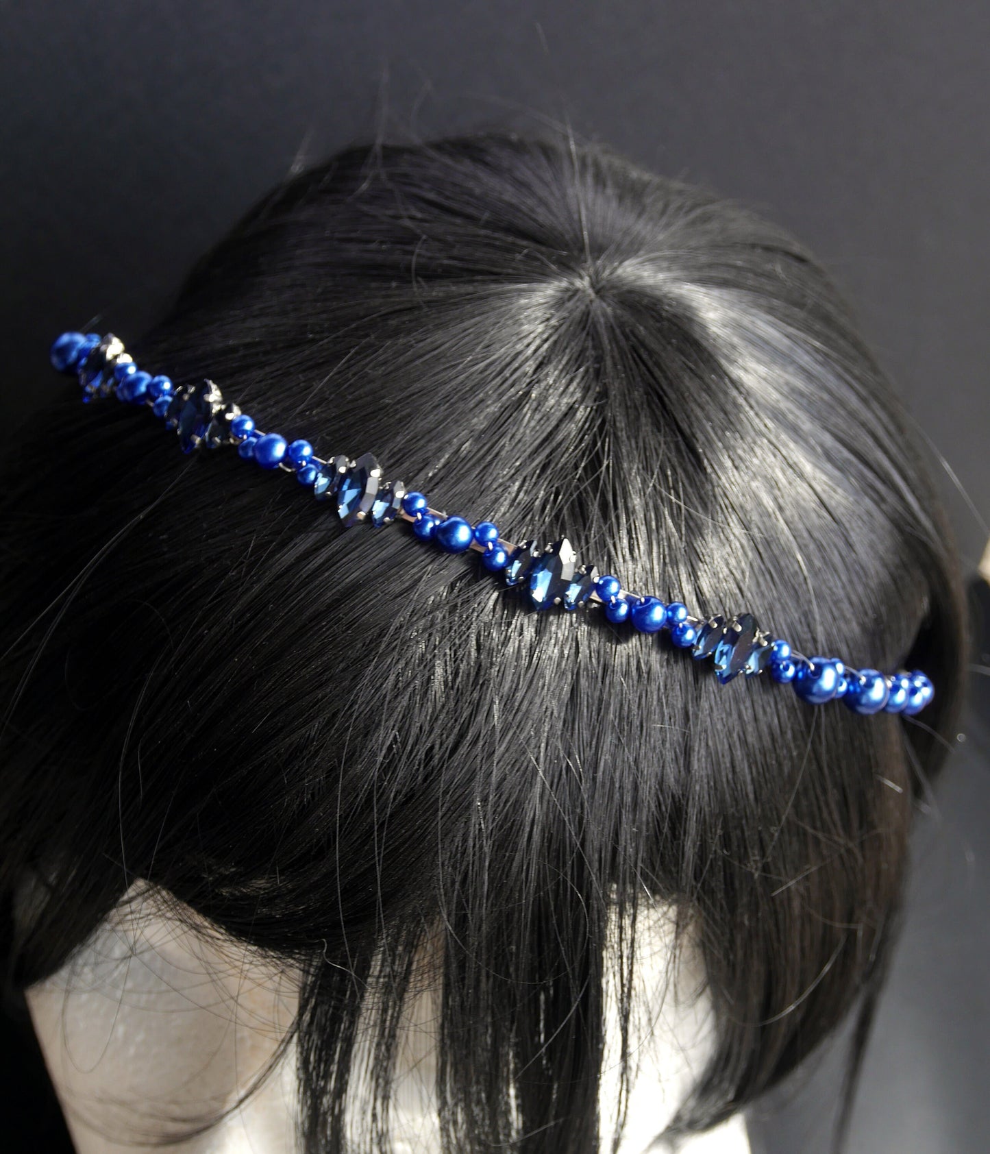Navy Blue Pearl Pearl Tiara Hair Accessory
