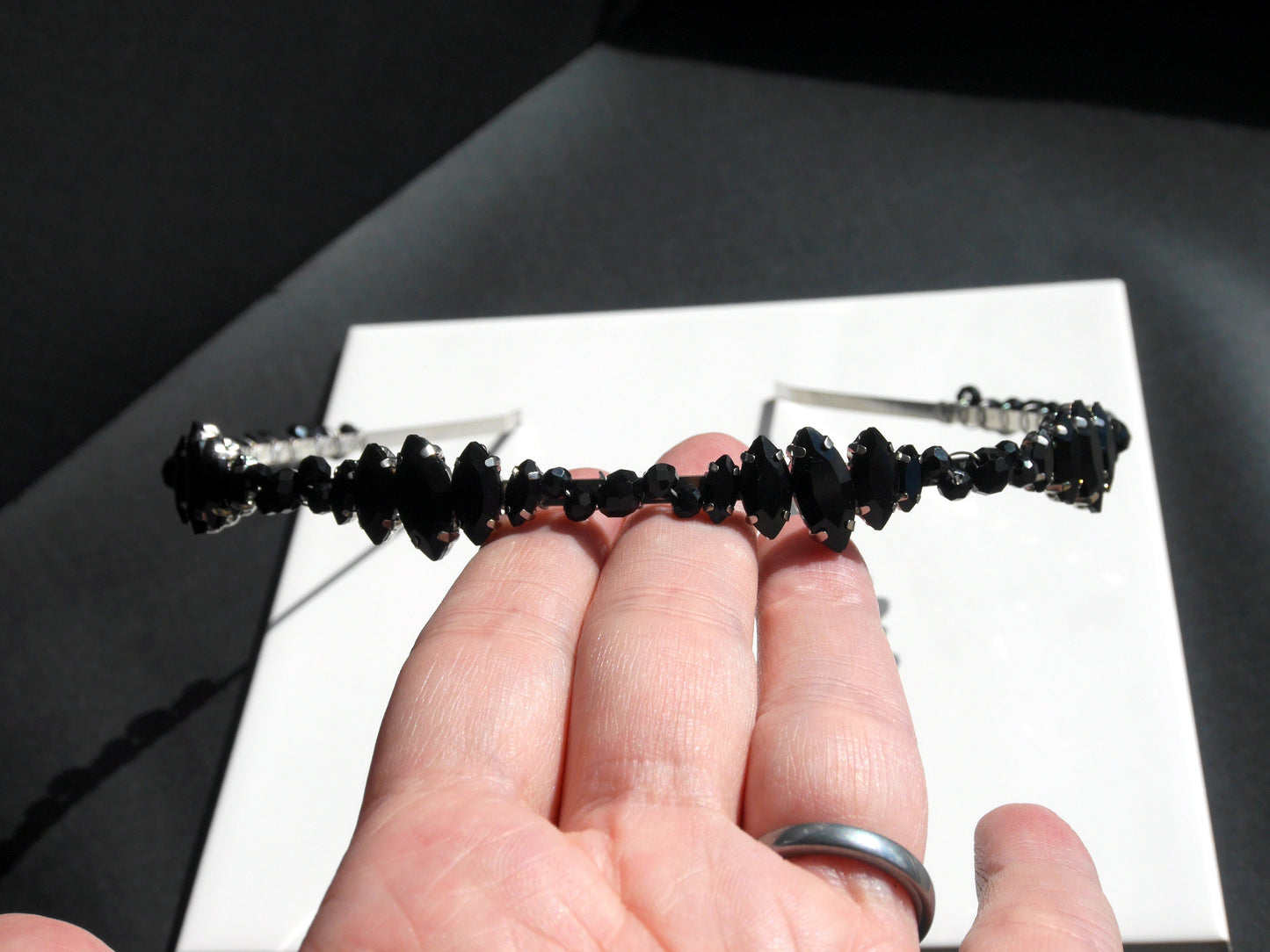 Black Rhinestone Wedding Prom Tiara Hair Band Hair Accessory