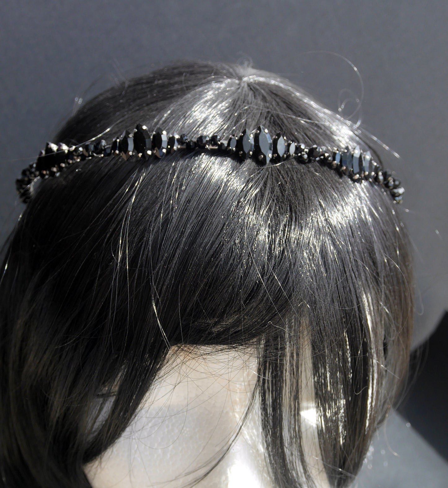 Black Rhinestone Wedding Prom Tiara Hair Band Hair Accessory