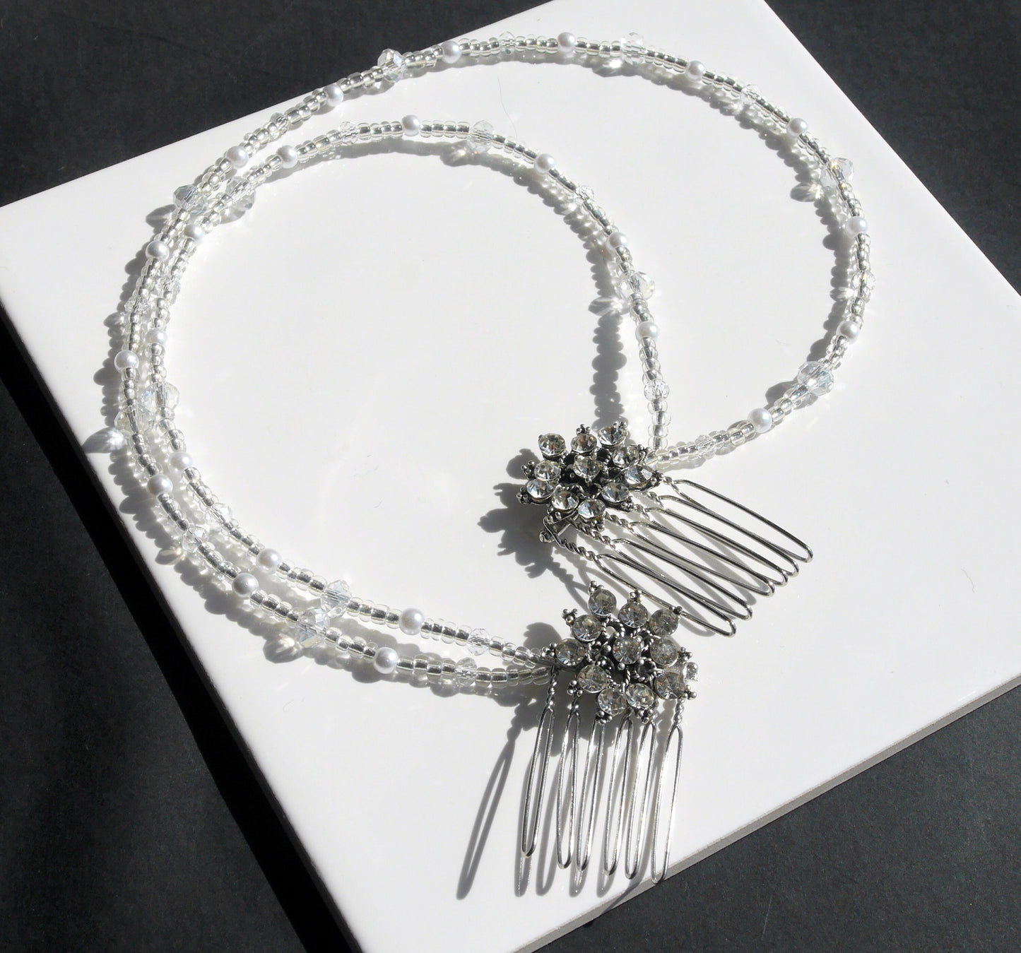 Clear Diamante Bridal Prom Hair Piece