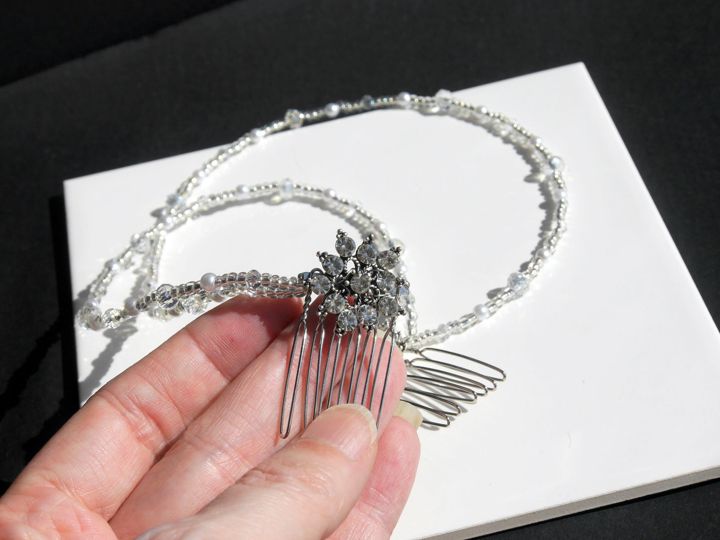 Clear Diamante Bridal Prom Hair Piece