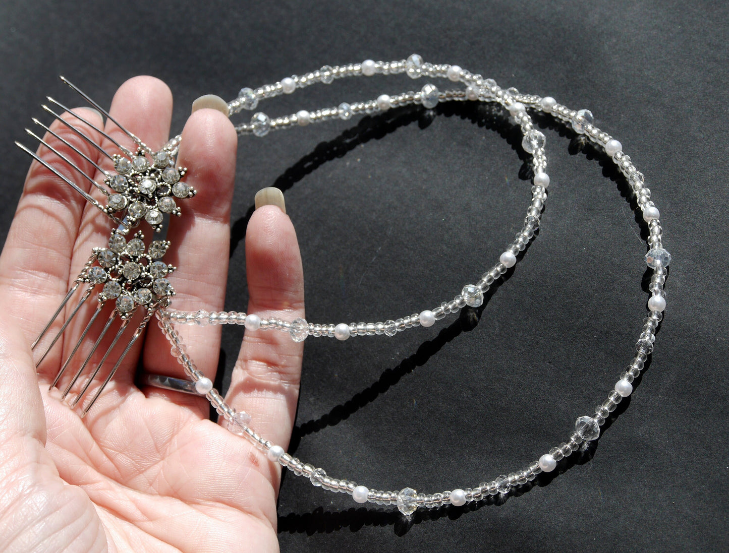 Clear Diamante Bridal Prom Hair Piece