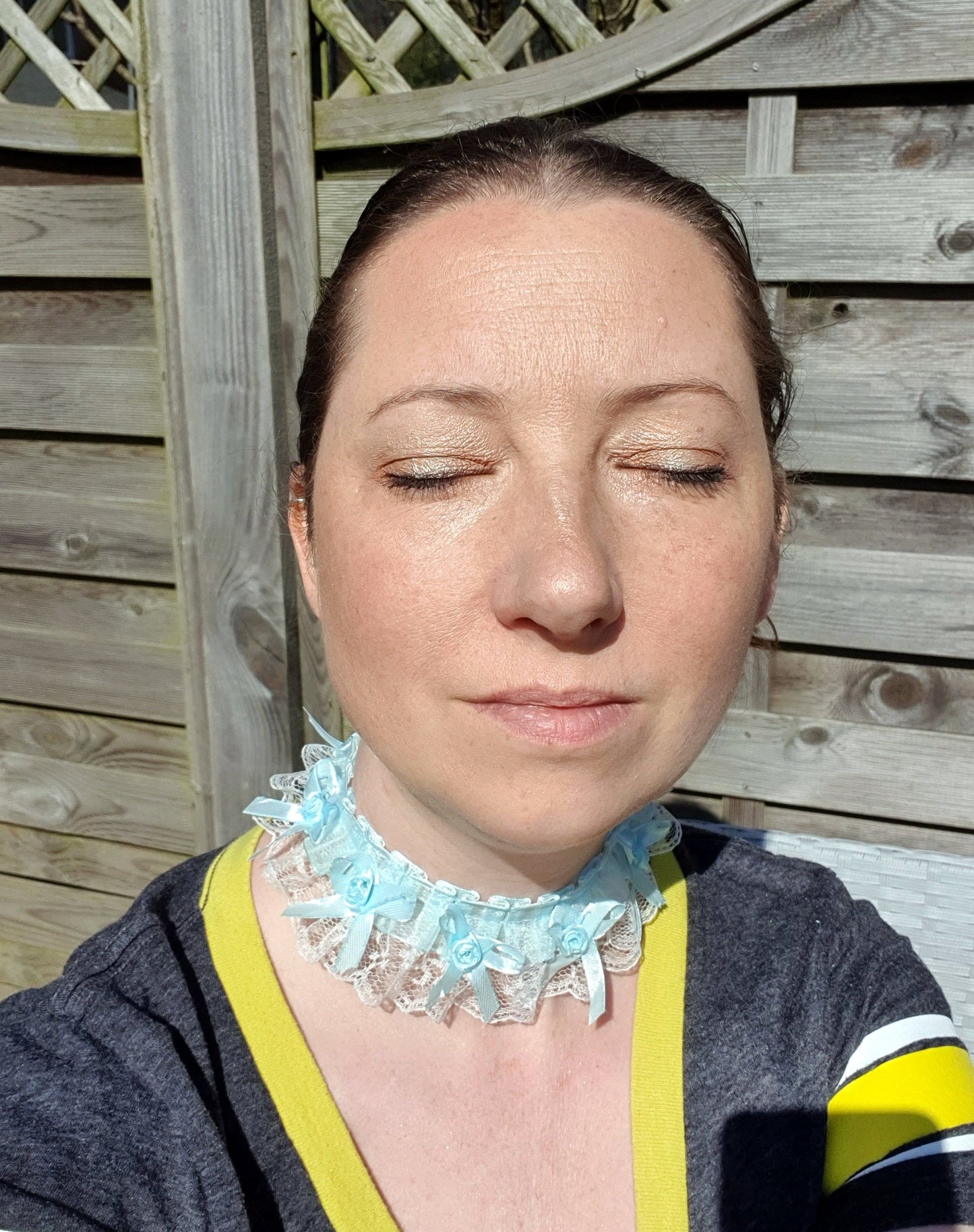 Baby Blue and White Ruffle Lace Choker