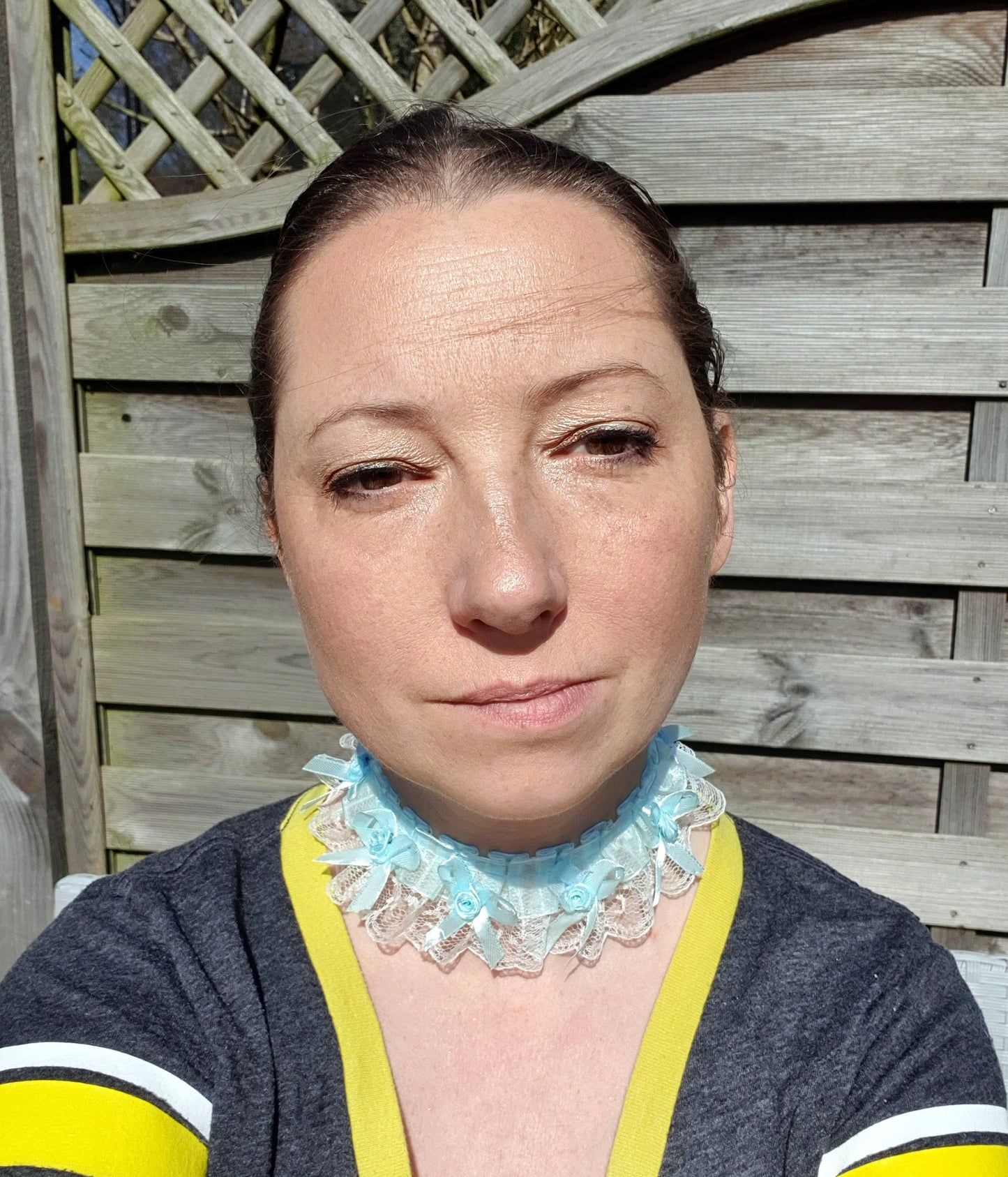 Baby Blue and White Ruffle Lace Choker