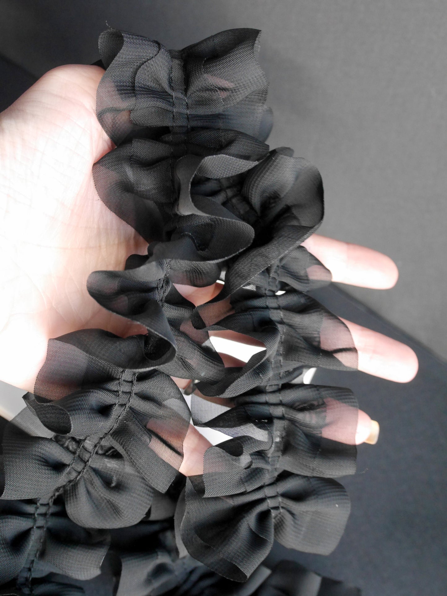 Black Ruffle Lace Style Choker (Non Elasticated)