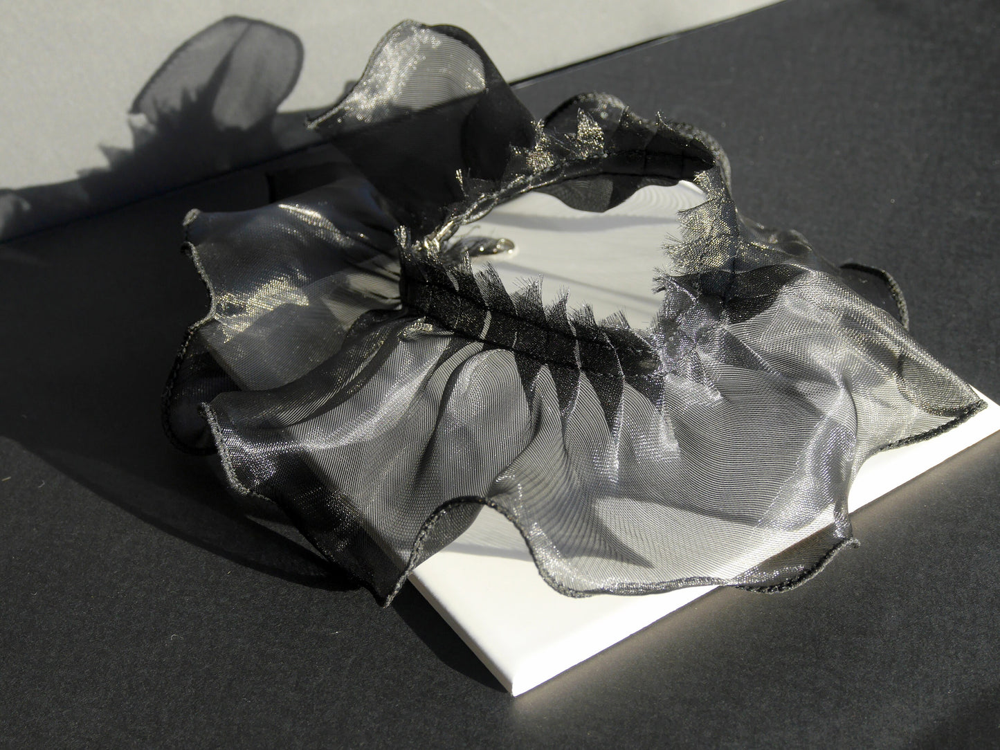 Flamboyant Black Ruffle Organza Lace Choker (Non Elasticated)