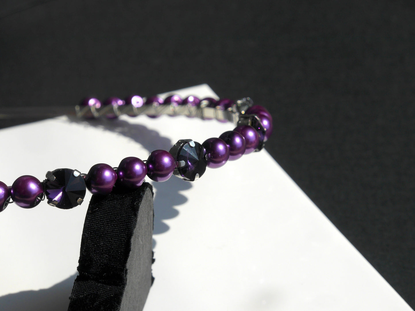 Deep Purple Pearl and Diamante Tiara Hair Accessory