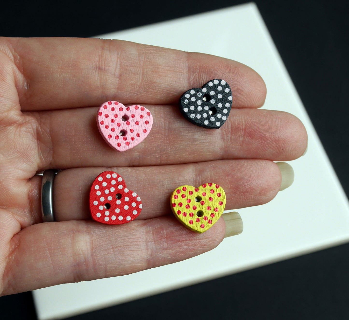 Spotty Love Heart Fridge Magnets, Love Heart Magnetic Decorations, Love Heart Decorative Magnets, Set of 5 Fun Spotty Magnets