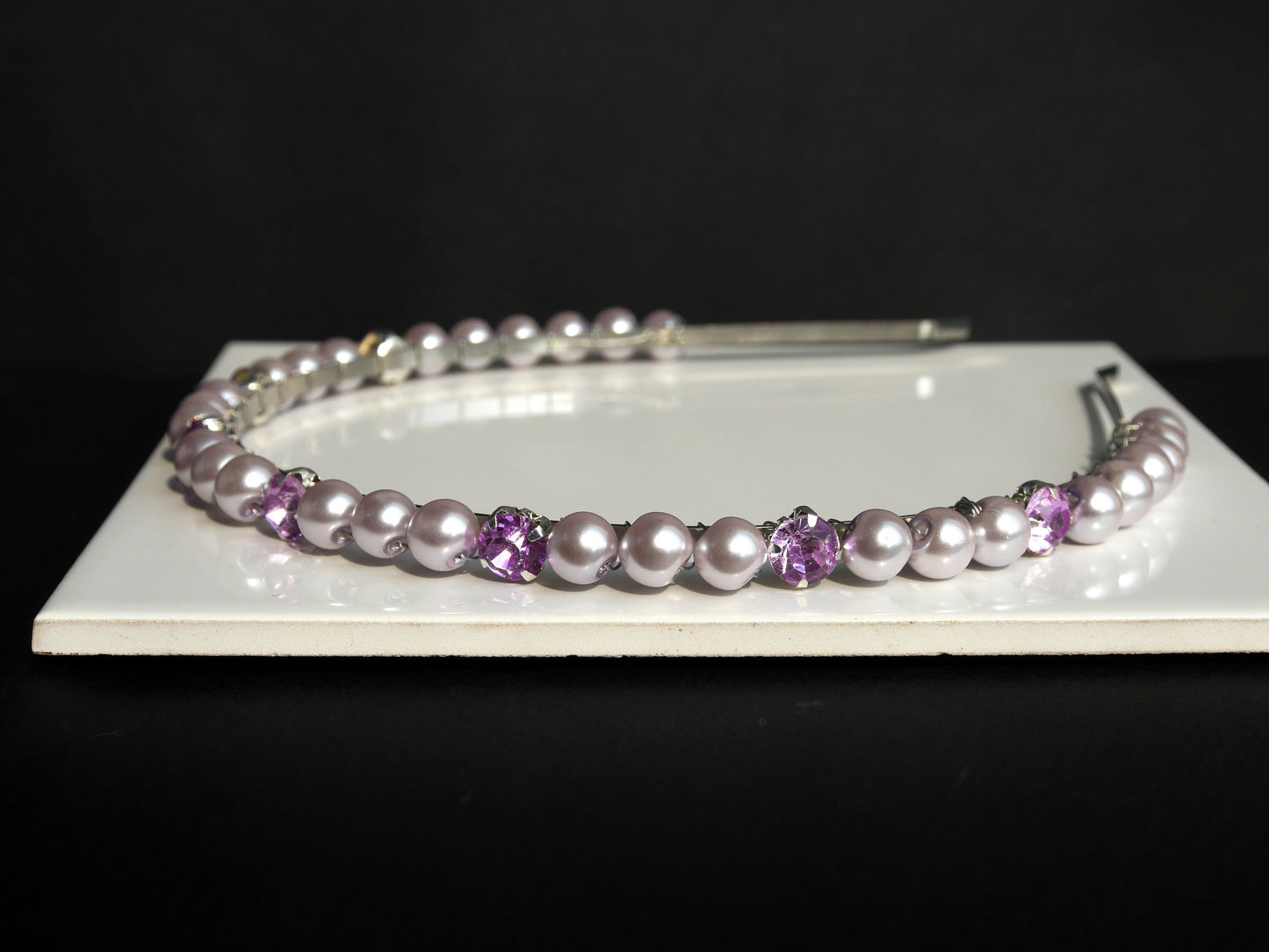 Purple Pearl Diamante Wedding Prom Hair Accessory Tiara