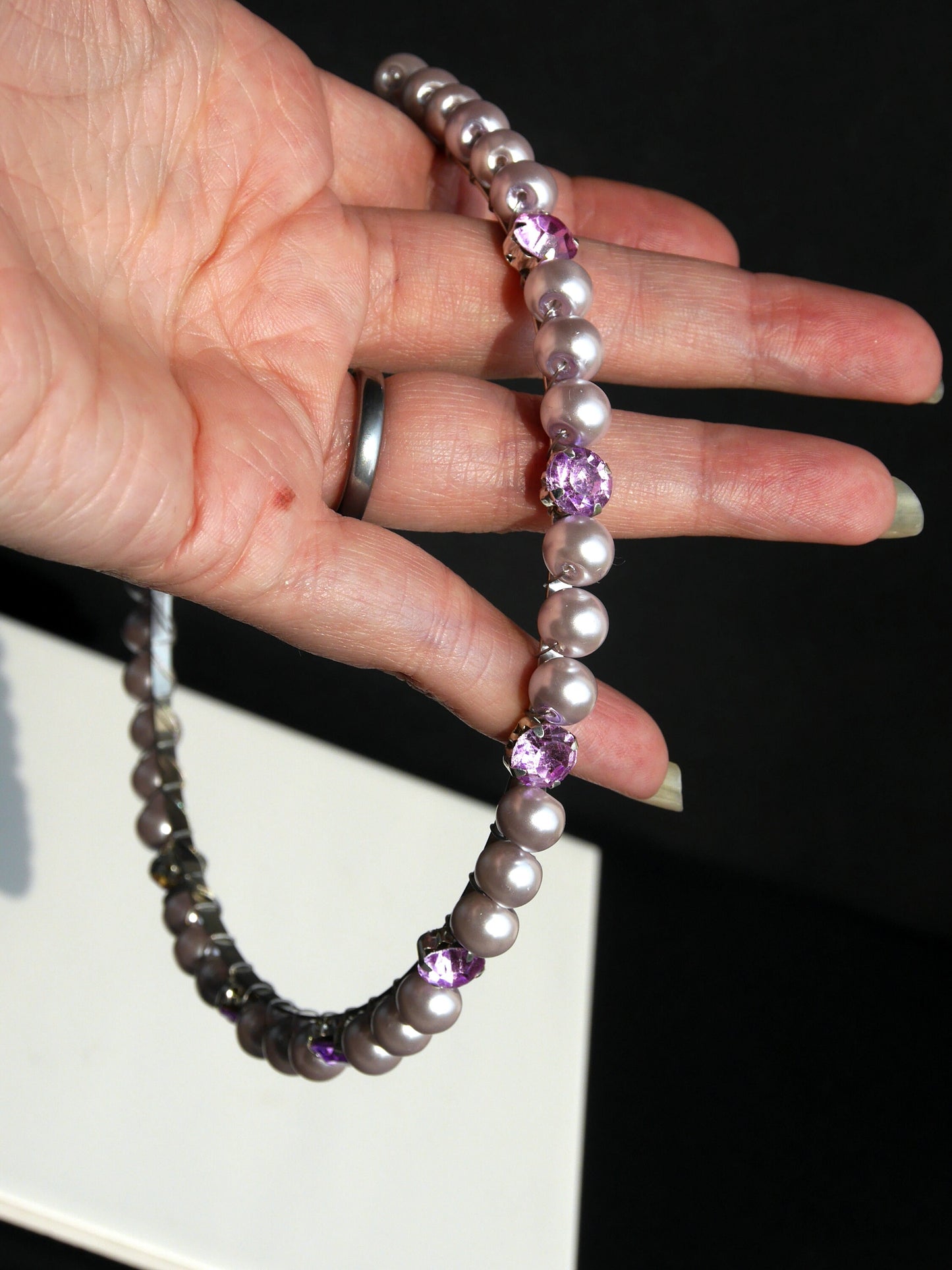 Purple Pearl Diamante Wedding Prom Hair Accessory Tiara