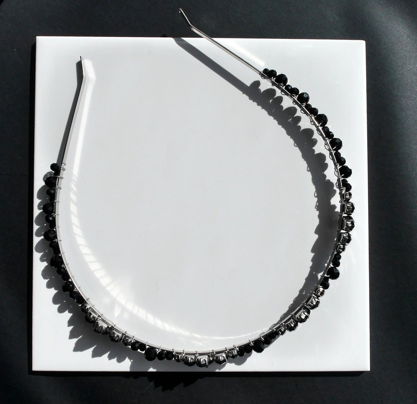 Black Rhinestone Wedding Prom Tiara Hair Band Hair Accessory