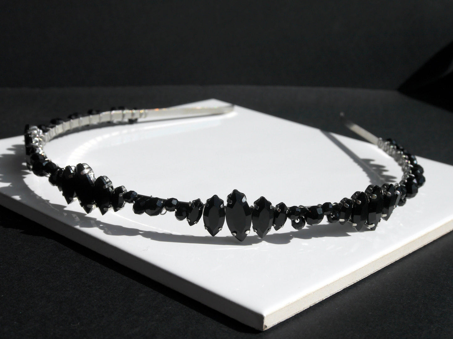 Black Rhinestone Wedding Prom Tiara Hair Band Hair Accessory