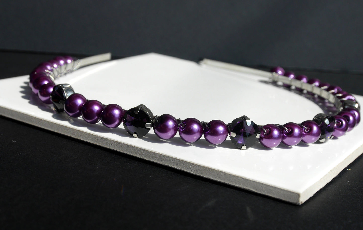 Deep Purple Pearl and Diamante Tiara Hair Accessory