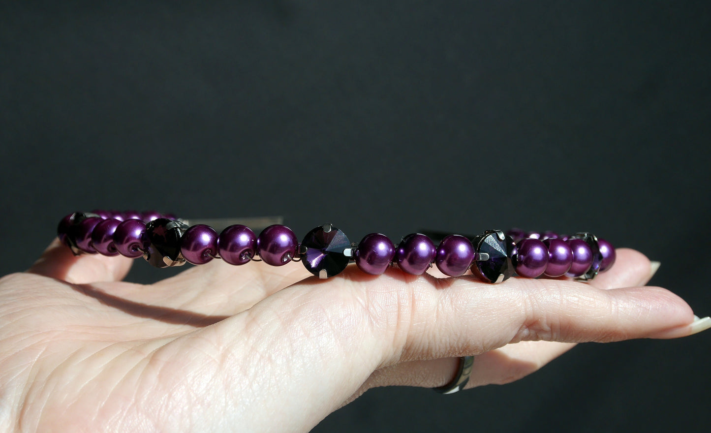 Deep Purple Pearl and Diamante Tiara Hair Accessory