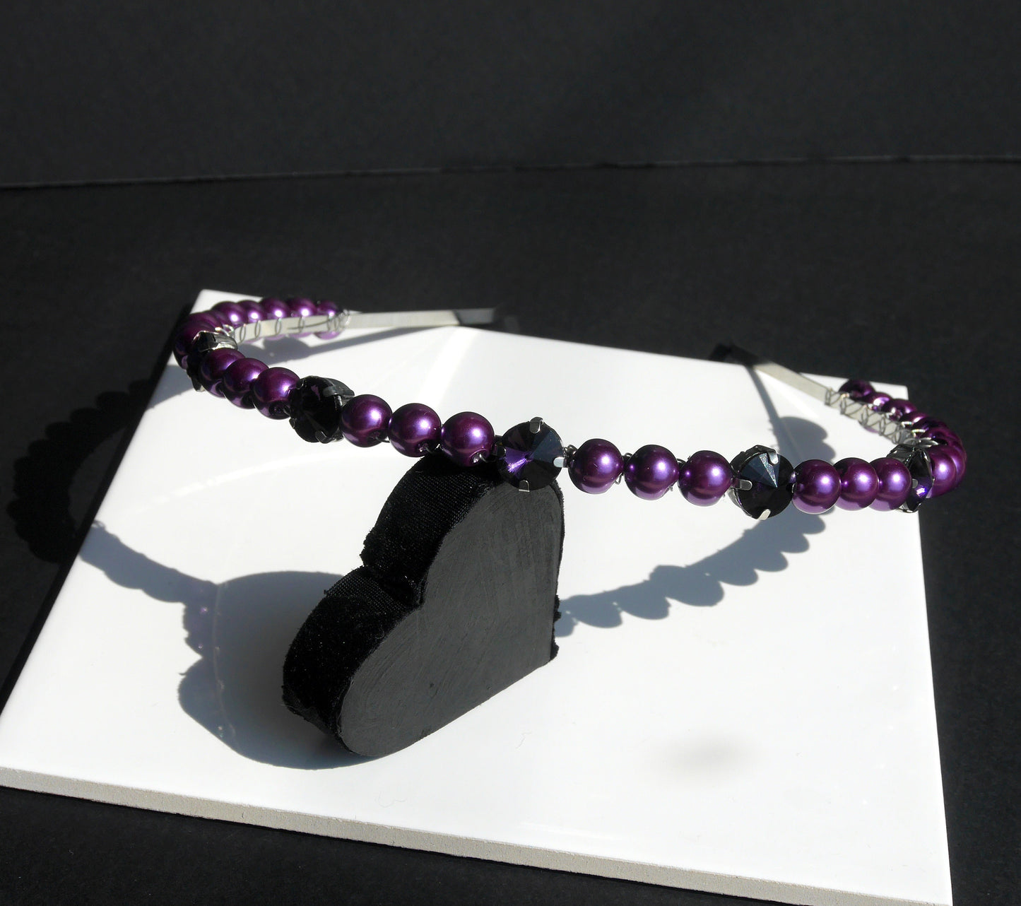 Deep Purple Pearl and Diamante Tiara Hair Accessory