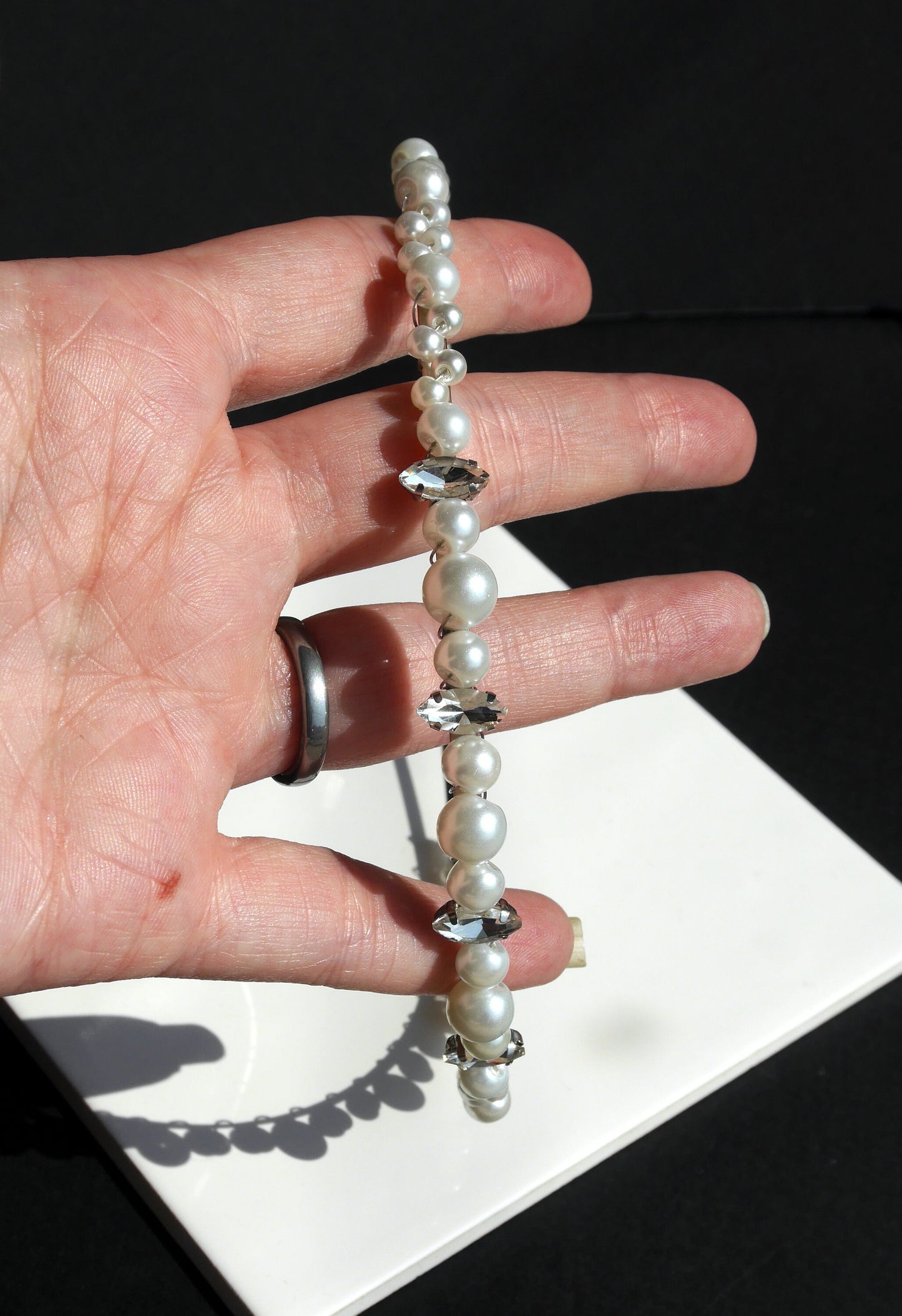 White Pearl Hair Band Prom Wedding Hair Accessory