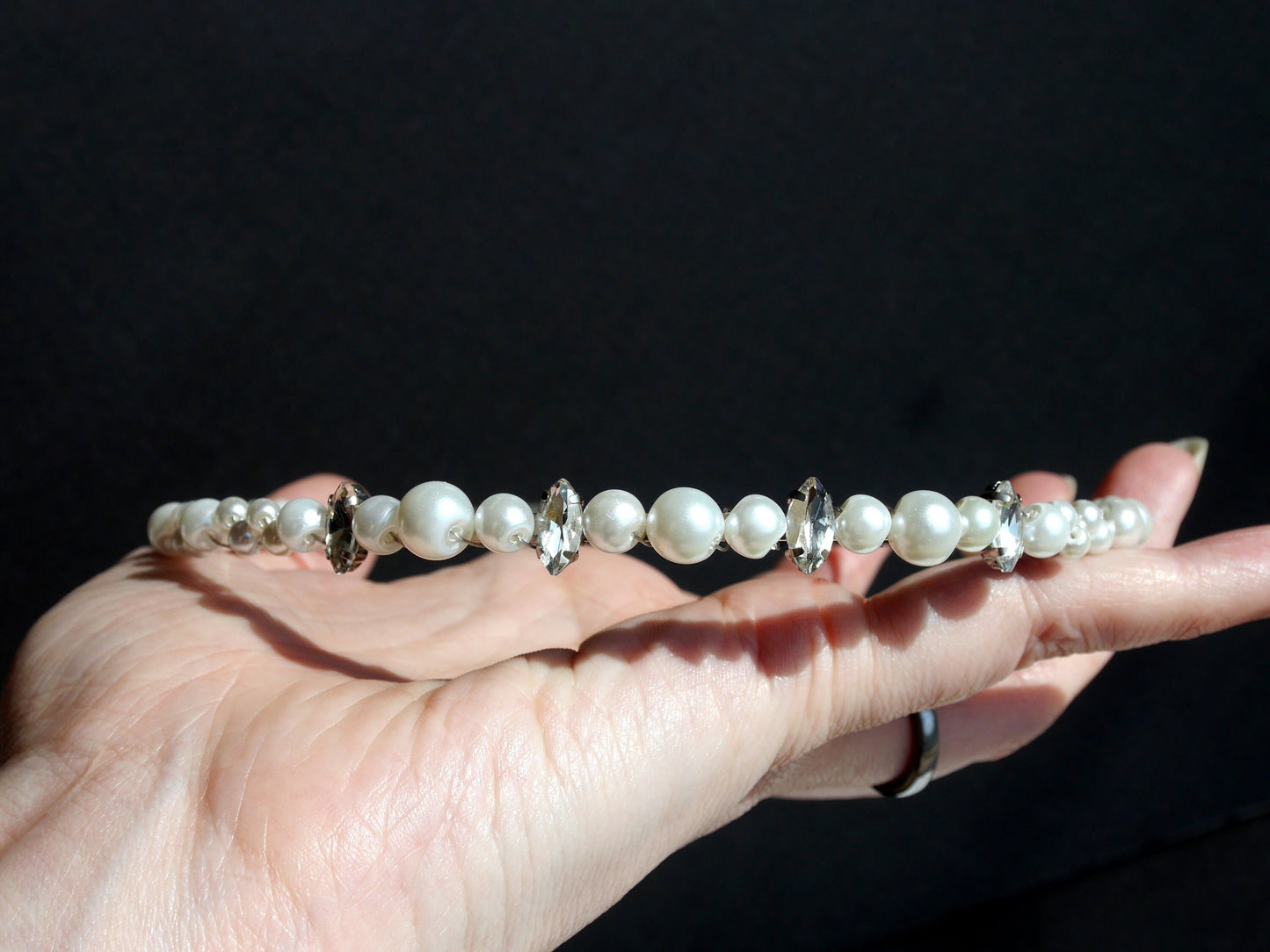 White Pearl Hair Band Prom Wedding Hair Accessory