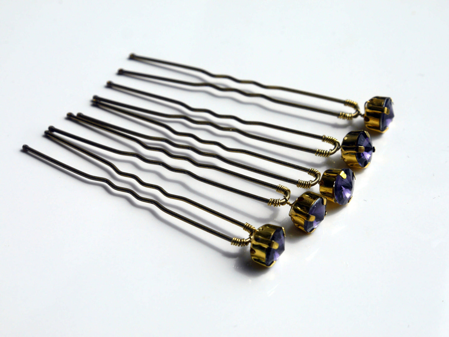 Emerald Green Hair Grips, Purple Green Ballet Hair Pins, Amethyst Hair Pins, Amethyst Purple Hair Grips, Green Gold Flower Girl Hair Pins, to add a touch of glam to hair.