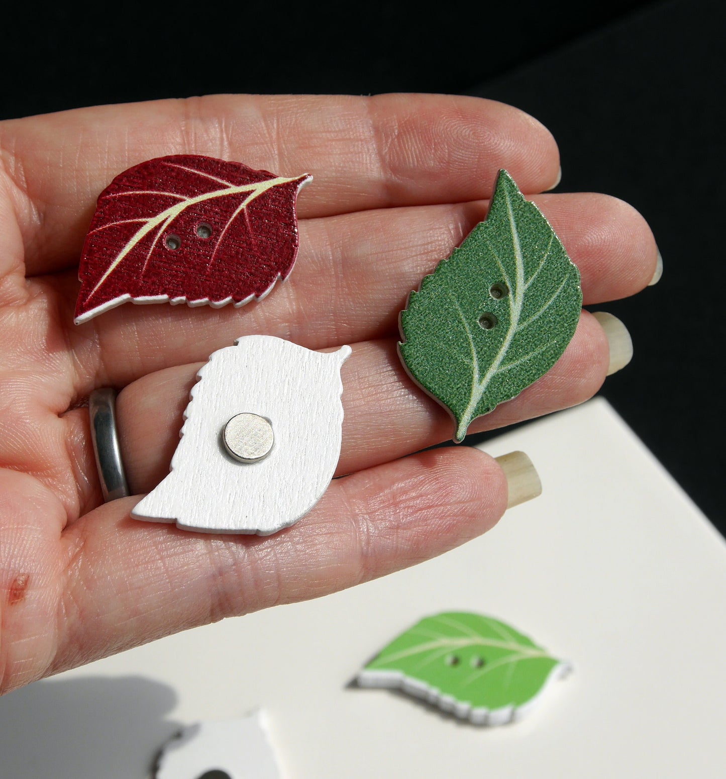 Tree Leaf Shaped Mini Fridge Magnets - (Set of 5 Magnets)