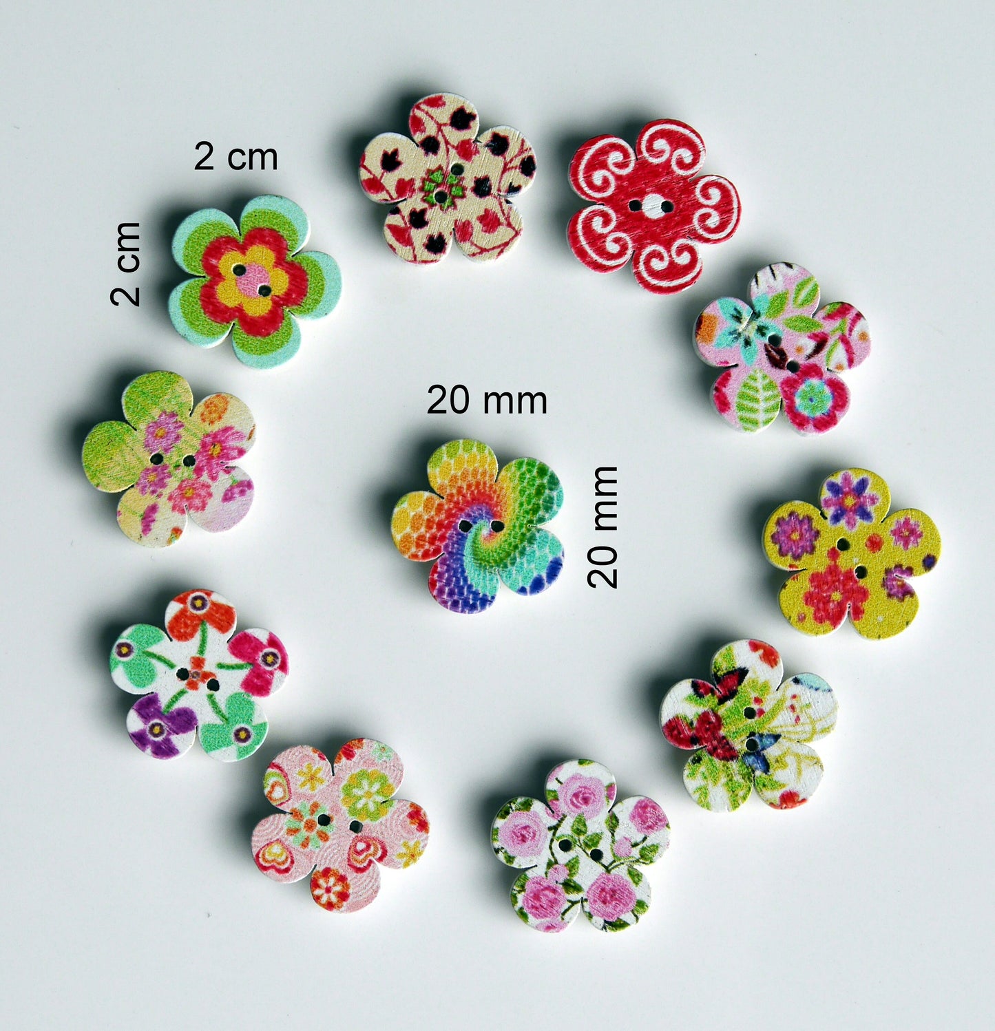 Flower Shaped Colourful Wooden Mini Fridge Magnets (Set of 5 Magnets)