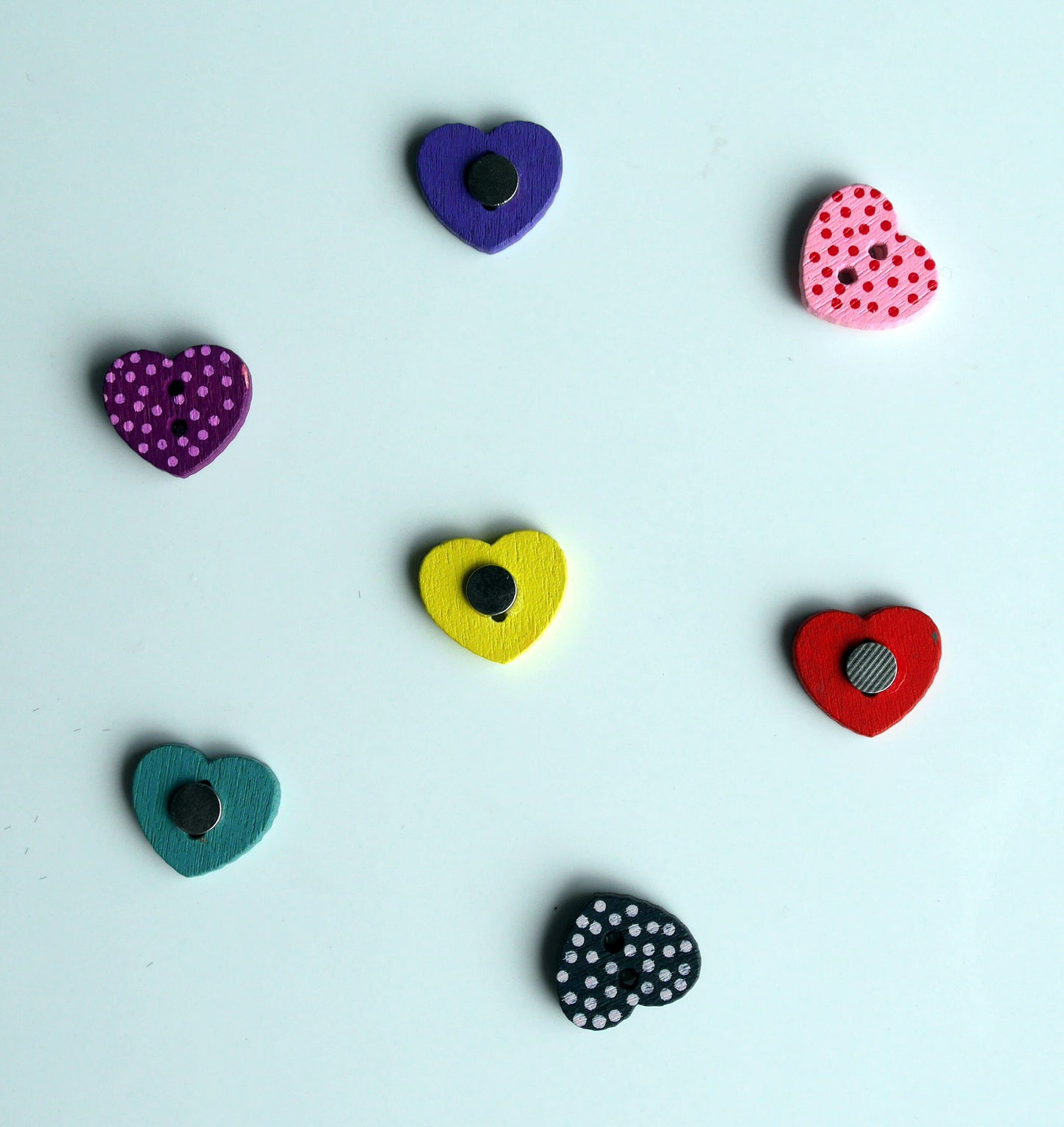 Spotty Love Heart Fridge Magnets, Love Heart Magnetic Decorations, Love Heart Decorative Magnets, Set of 5 Fun Spotty Magnets