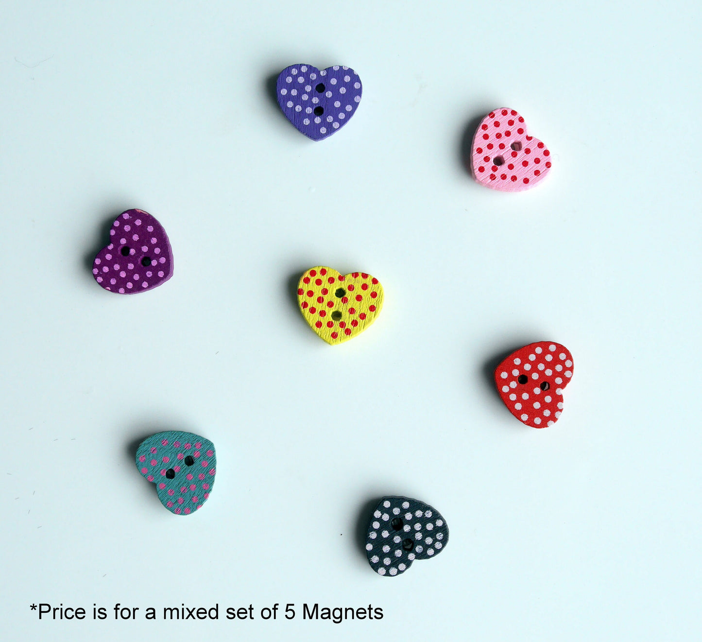 Spotty Love Heart Fridge Magnets, Love Heart Magnetic Decorations, Love Heart Decorative Magnets, Set of 5 Fun Spotty Magnets