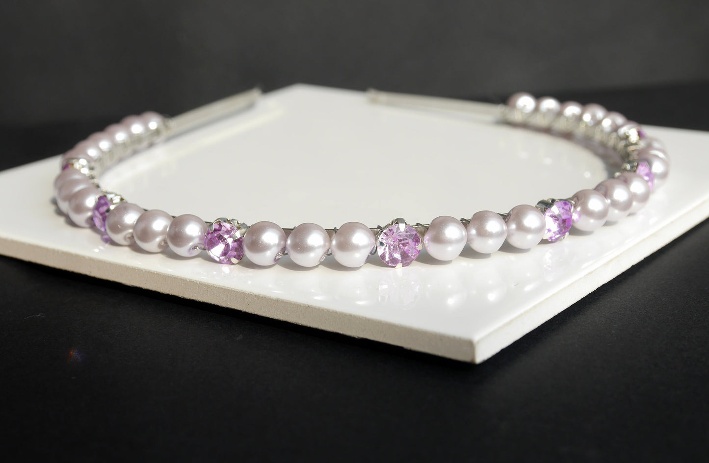 Purple Pearl Diamante Wedding Prom Hair Accessory Tiara
