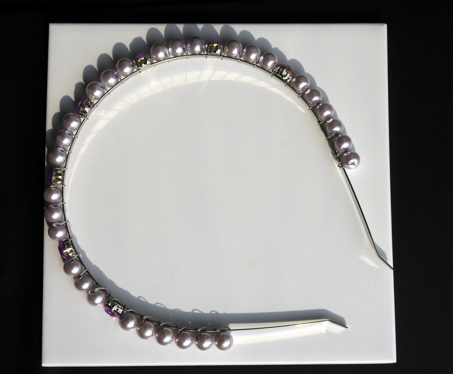 Purple Pearl Diamante Wedding Prom Hair Accessory Tiara