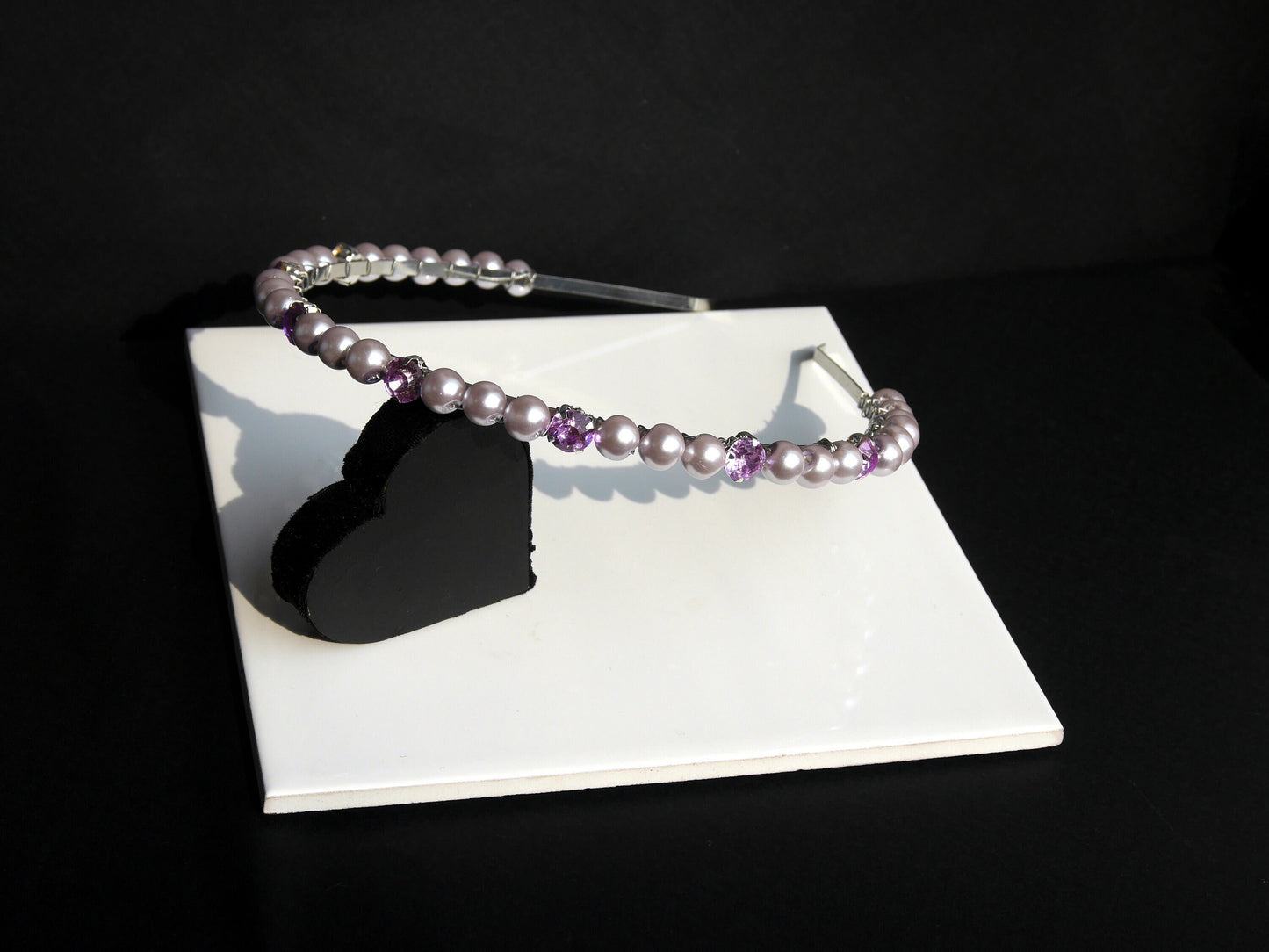 Purple Pearl Diamante Wedding Prom Hair Accessory Tiara