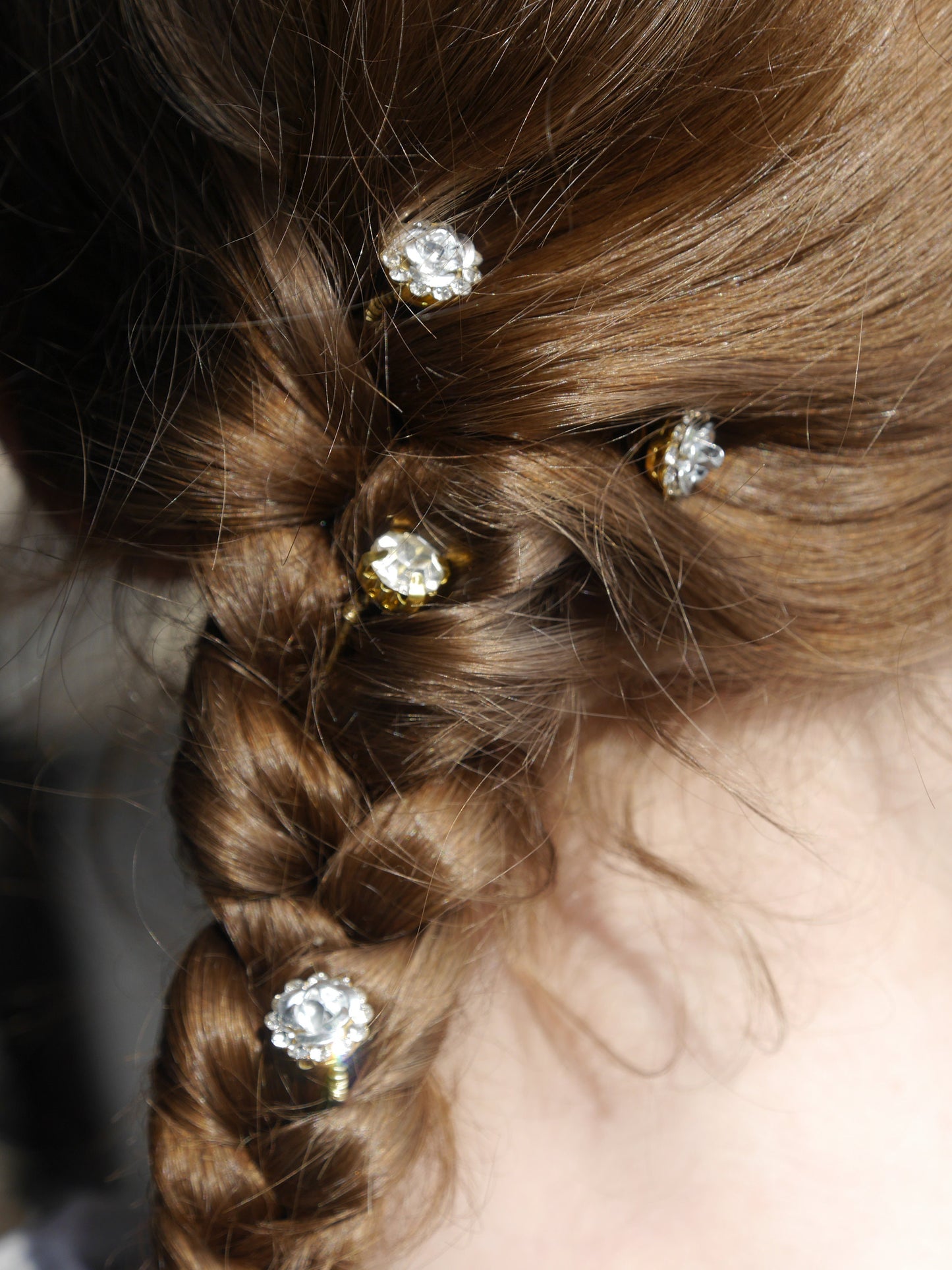 Silver Flower Rhinestone Gold Hair Pins (Set of 5)